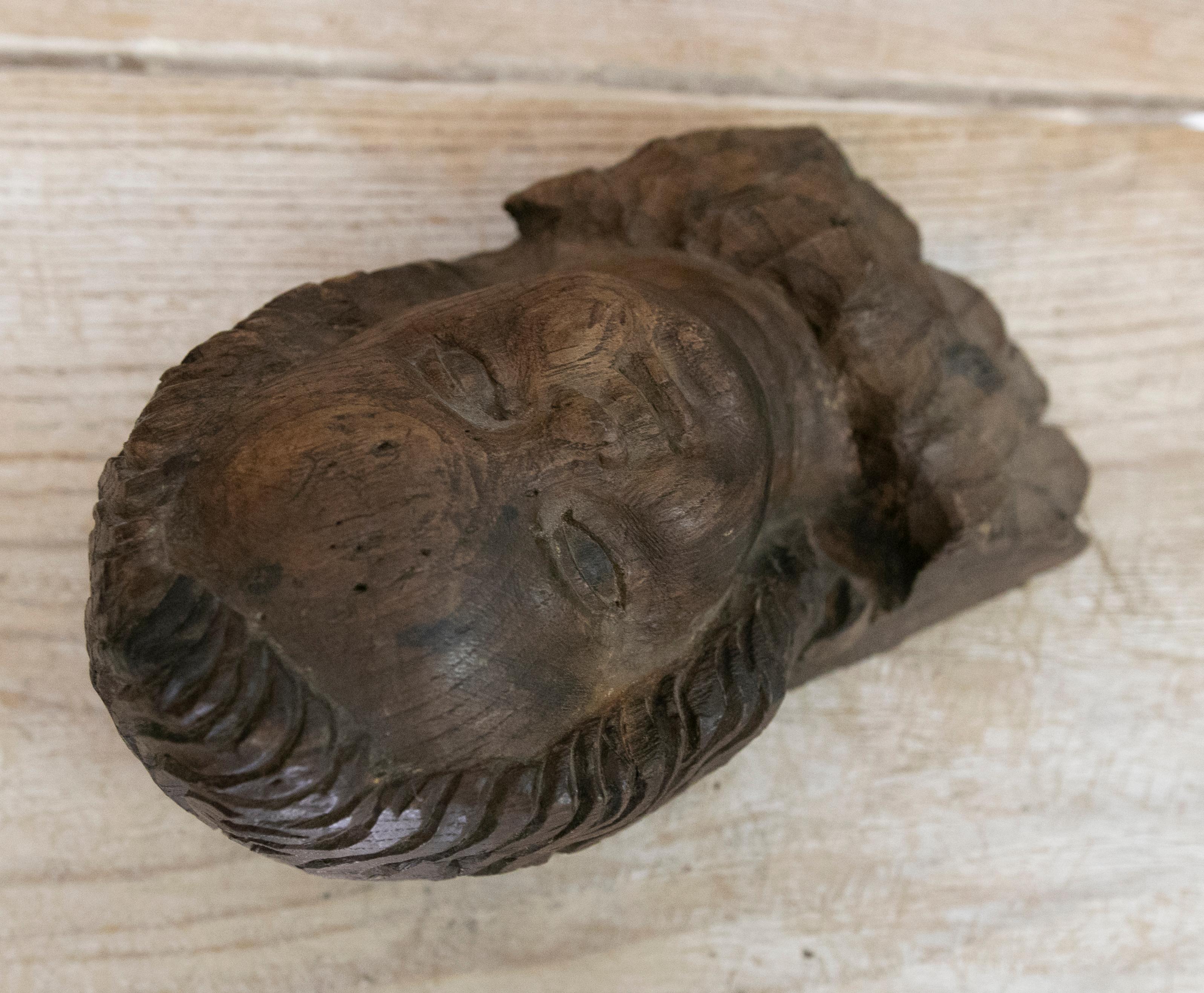 18th Century Angel's Head Sculpture Handcarved in Wood For Sale 6