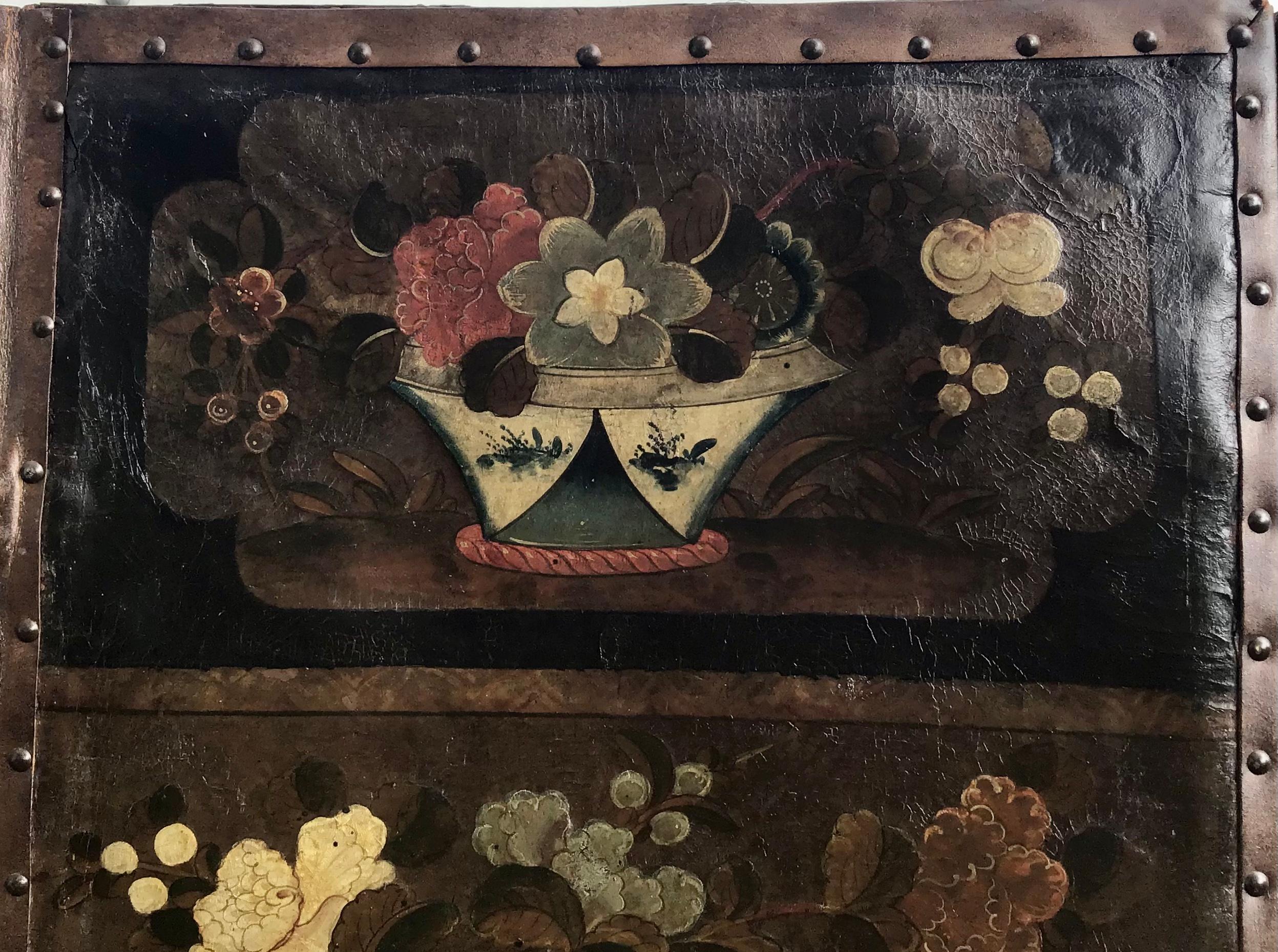 18th Century Anglo Dutch Six-Panel Folding Leather Screen 9
