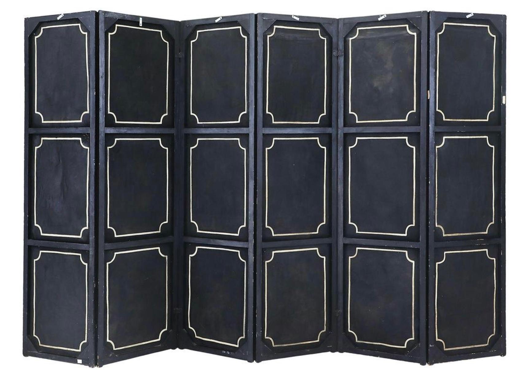 18th Century and Earlier 18th Century Anglo Dutch Six-Panel Folding Leather Screen