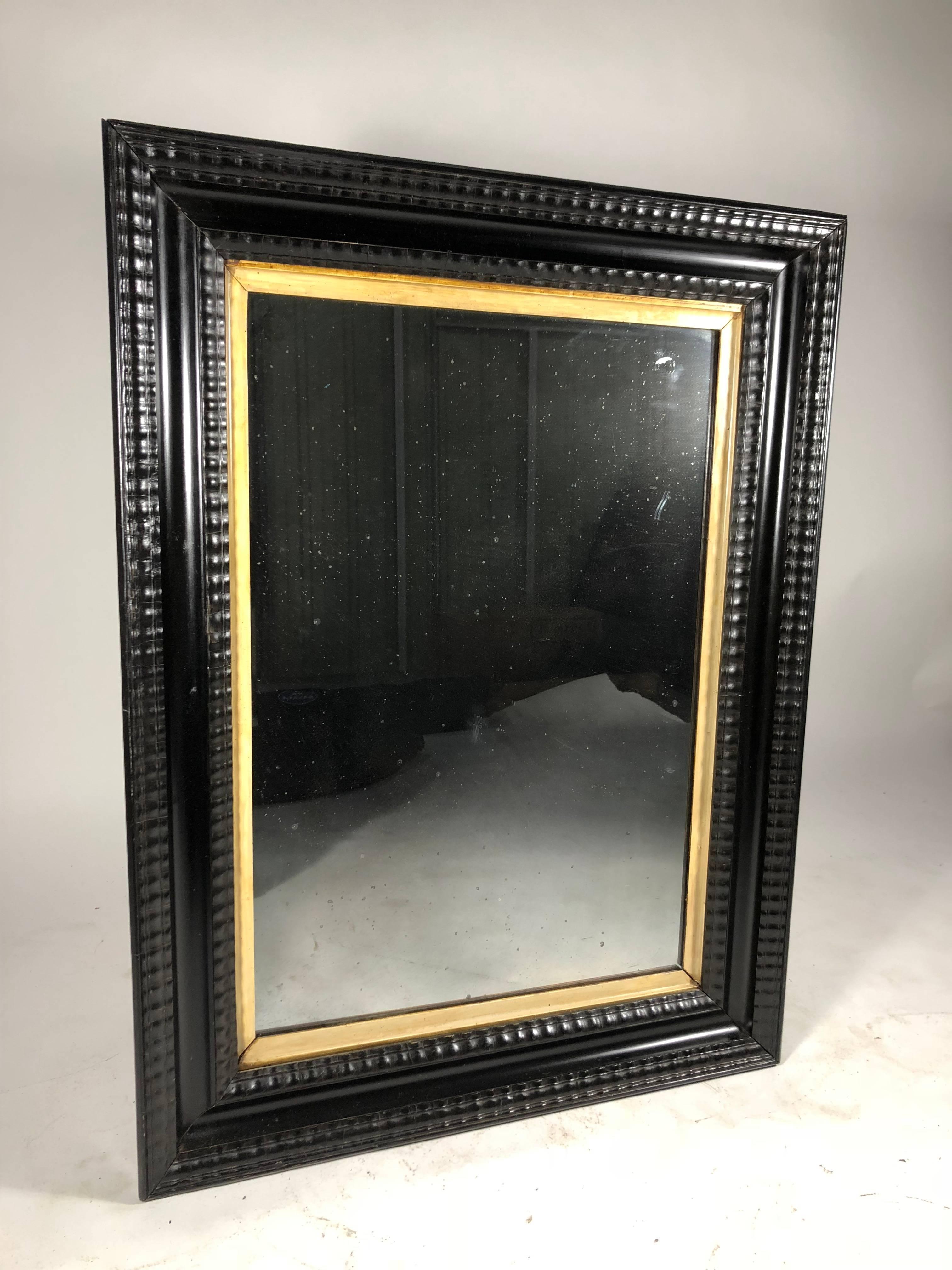 Baroque 18th Century Anglo-Dutch Whale Bone and Ebony Ripple Mirrors For Sale