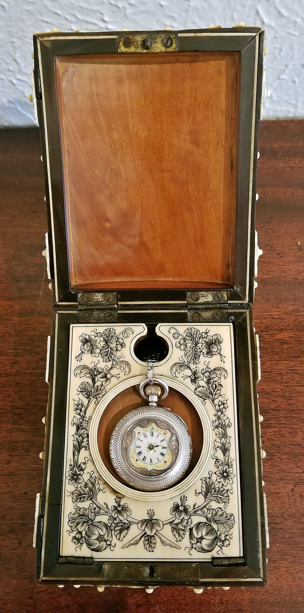Hand-Crafted 18th Century Anglo-Indian Vizigapatam Pocket Watch Display Box