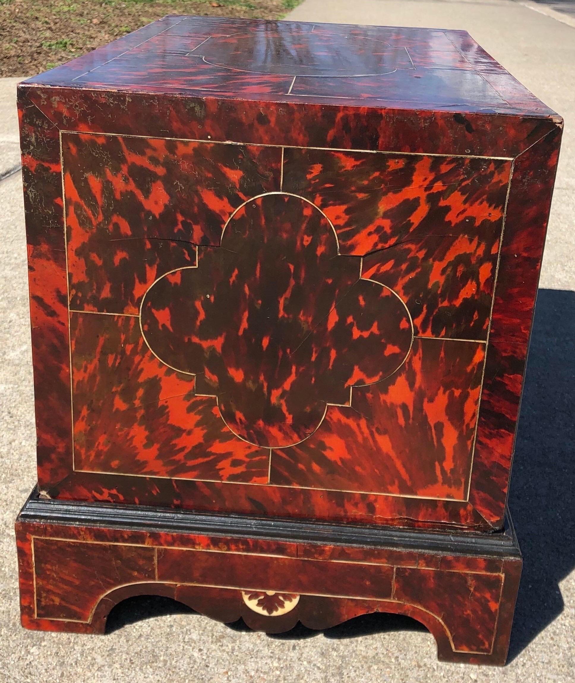 18th Century Anglo-Portuguese Tortoiseshell 3 Drawer Collectors Box on Stand  In Good Condition In Charleston, SC