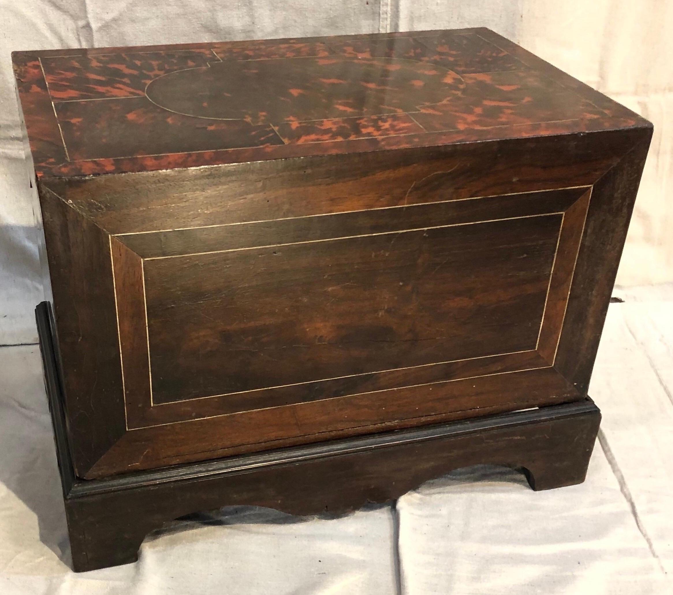 18th Century Anglo-Portuguese Tortoiseshell 3 Drawer Collectors Box on Stand  4