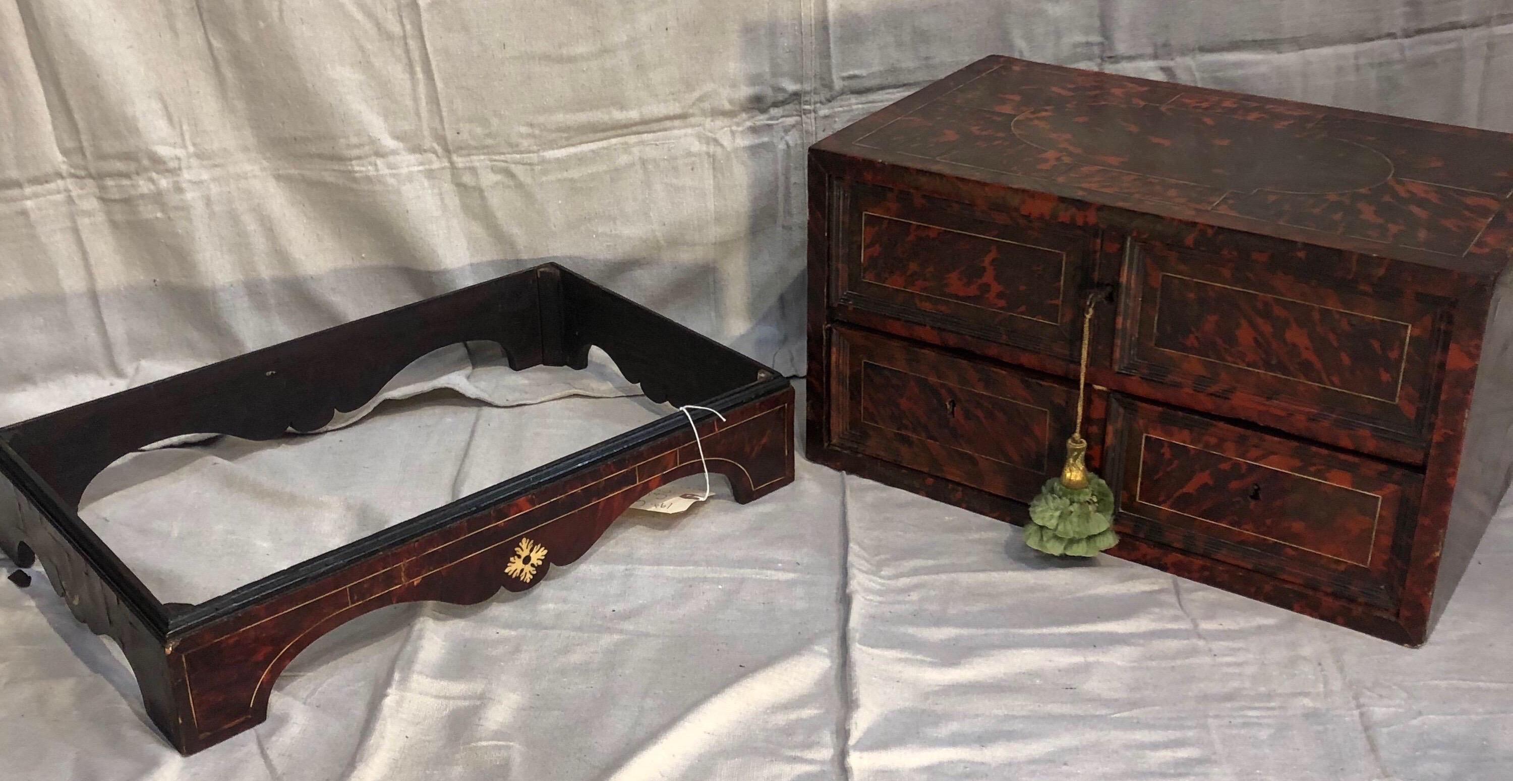 18th Century Anglo-Portuguese Tortoiseshell 3 Drawer Collectors Box on Stand  5