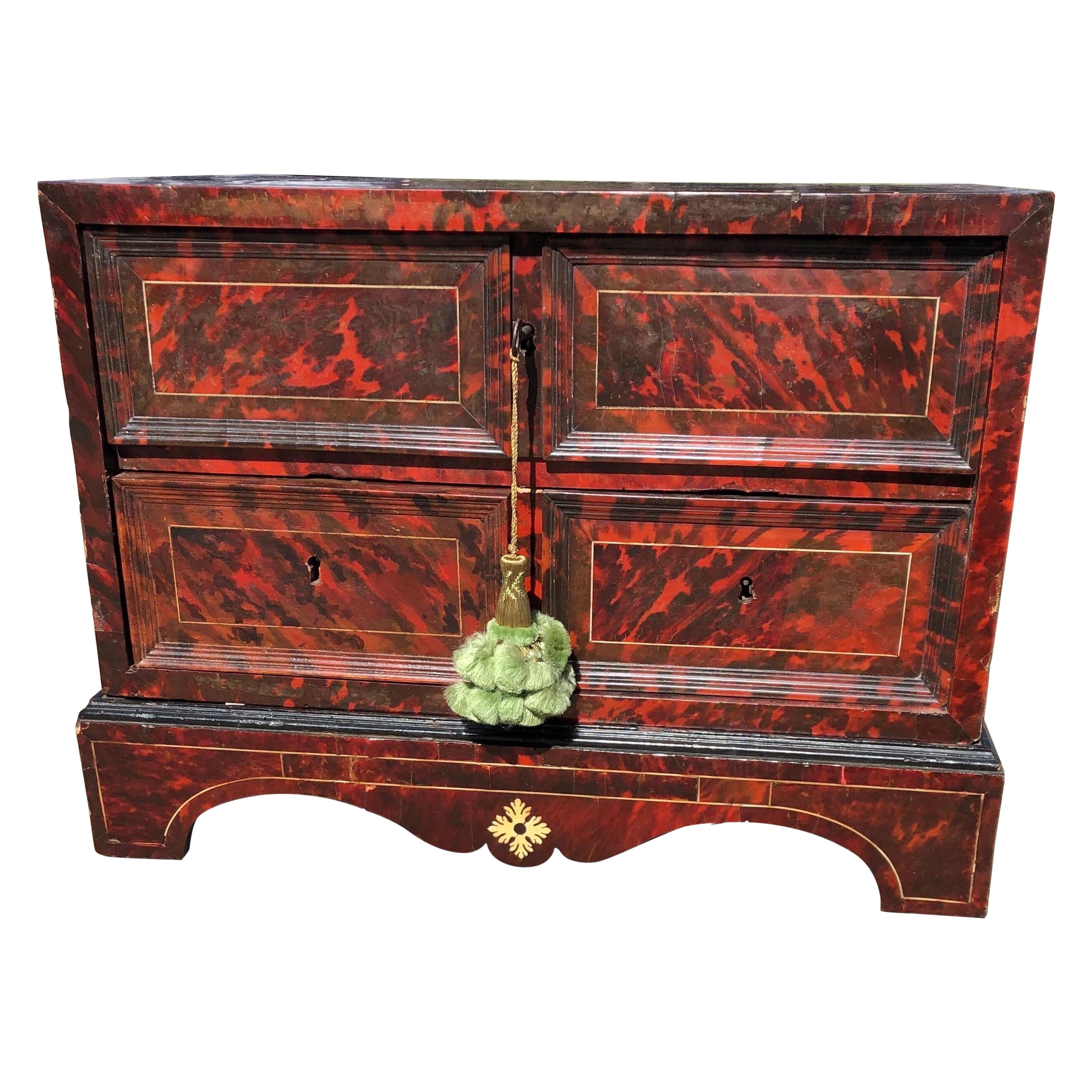 18th Century Anglo-Portuguese Tortoiseshell 3 Drawer Collectors Box on Stand 