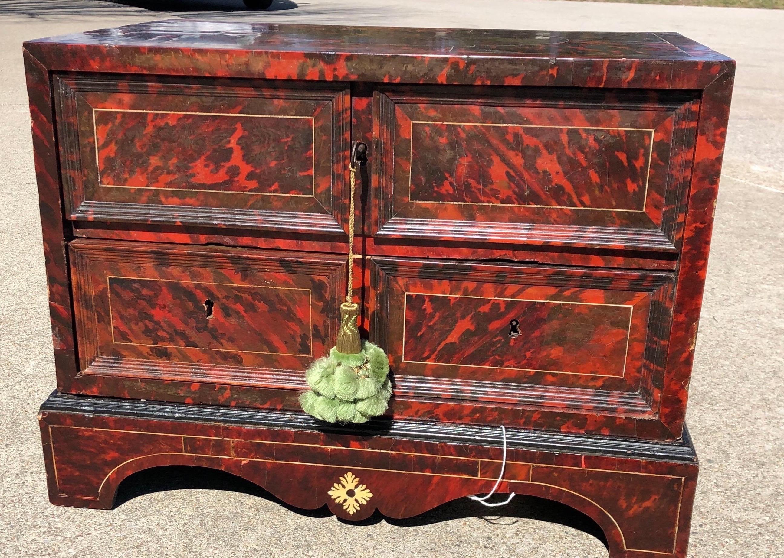Late 18th century Anglo Portuguese tortoiseshell collectors cabinet on frame.