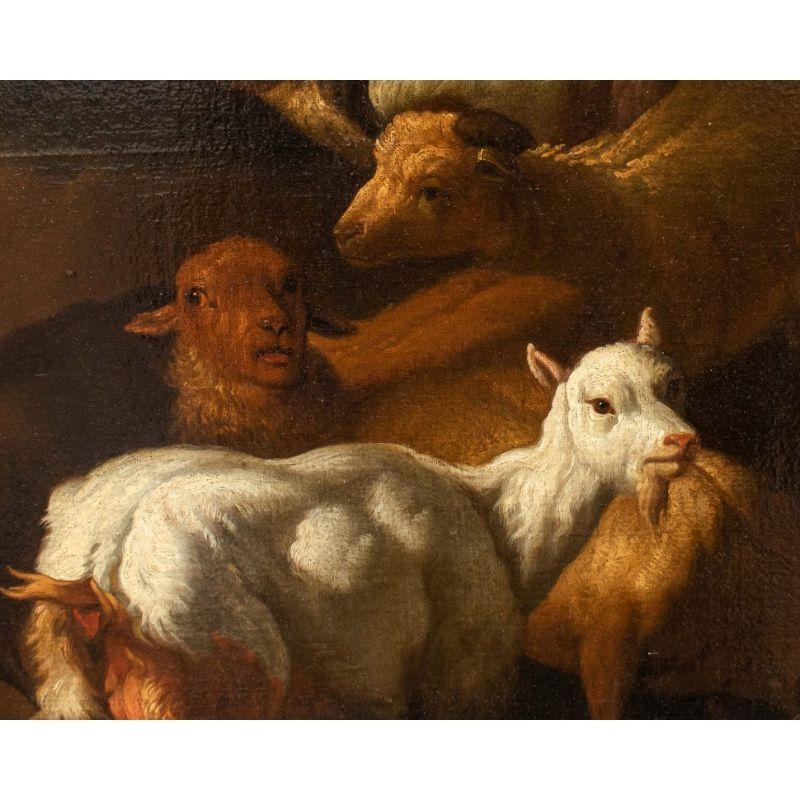 Italian 18th Century Animals Painting Oil on Canvas area of Londonio