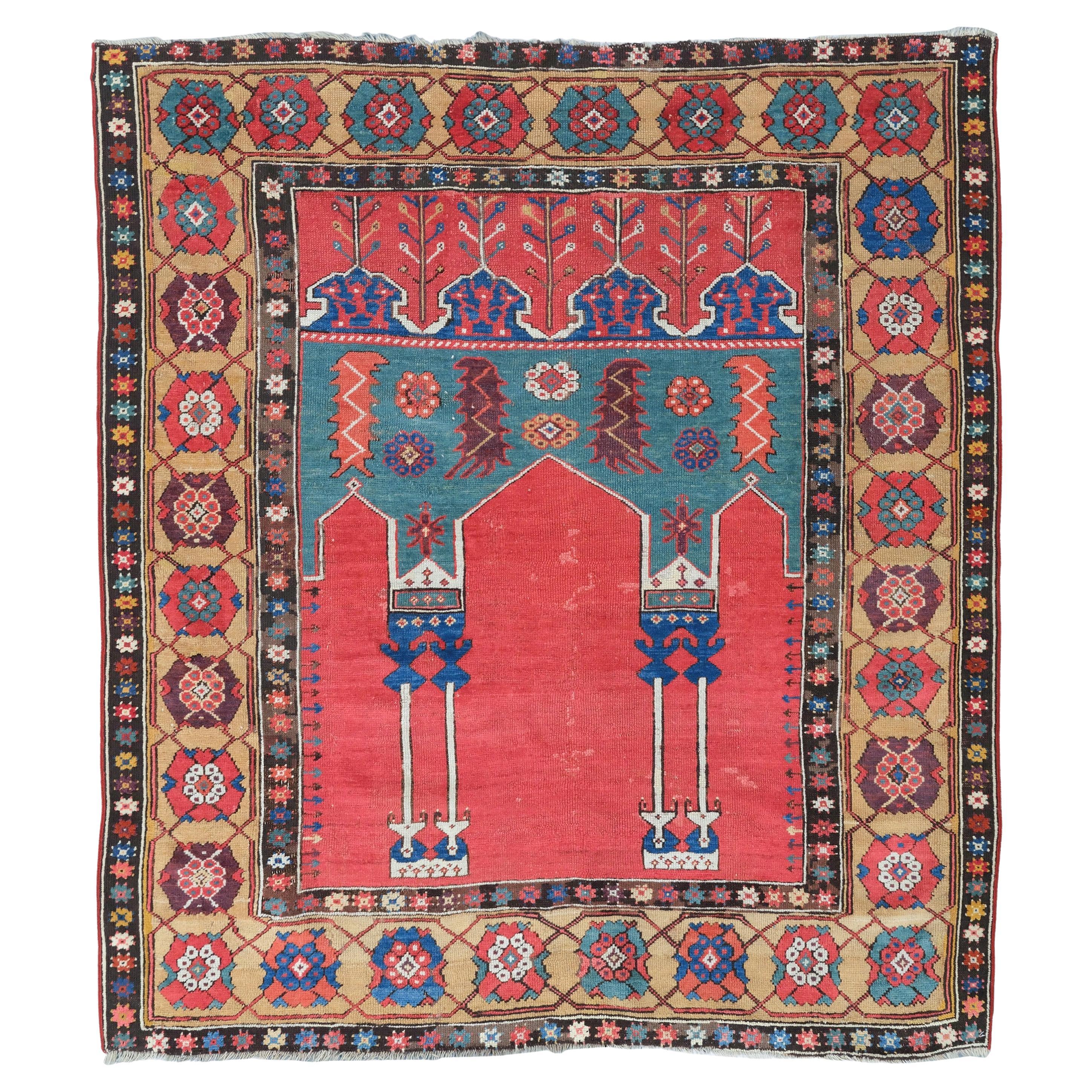 18th Century Antique Aksaray Prayer Rug For Sale