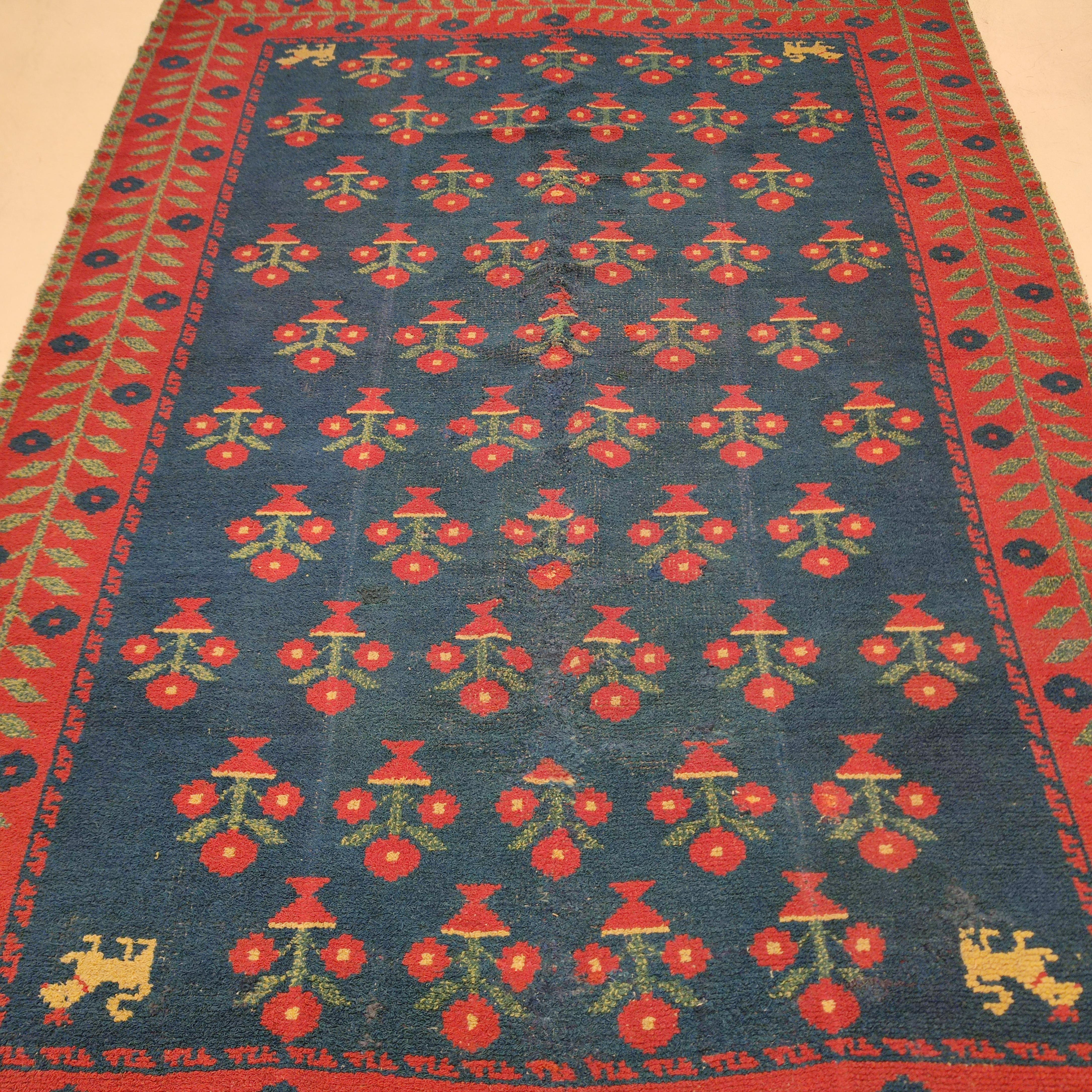 Wool 18th Century Antique Alpujarra Spanish Rug For Sale