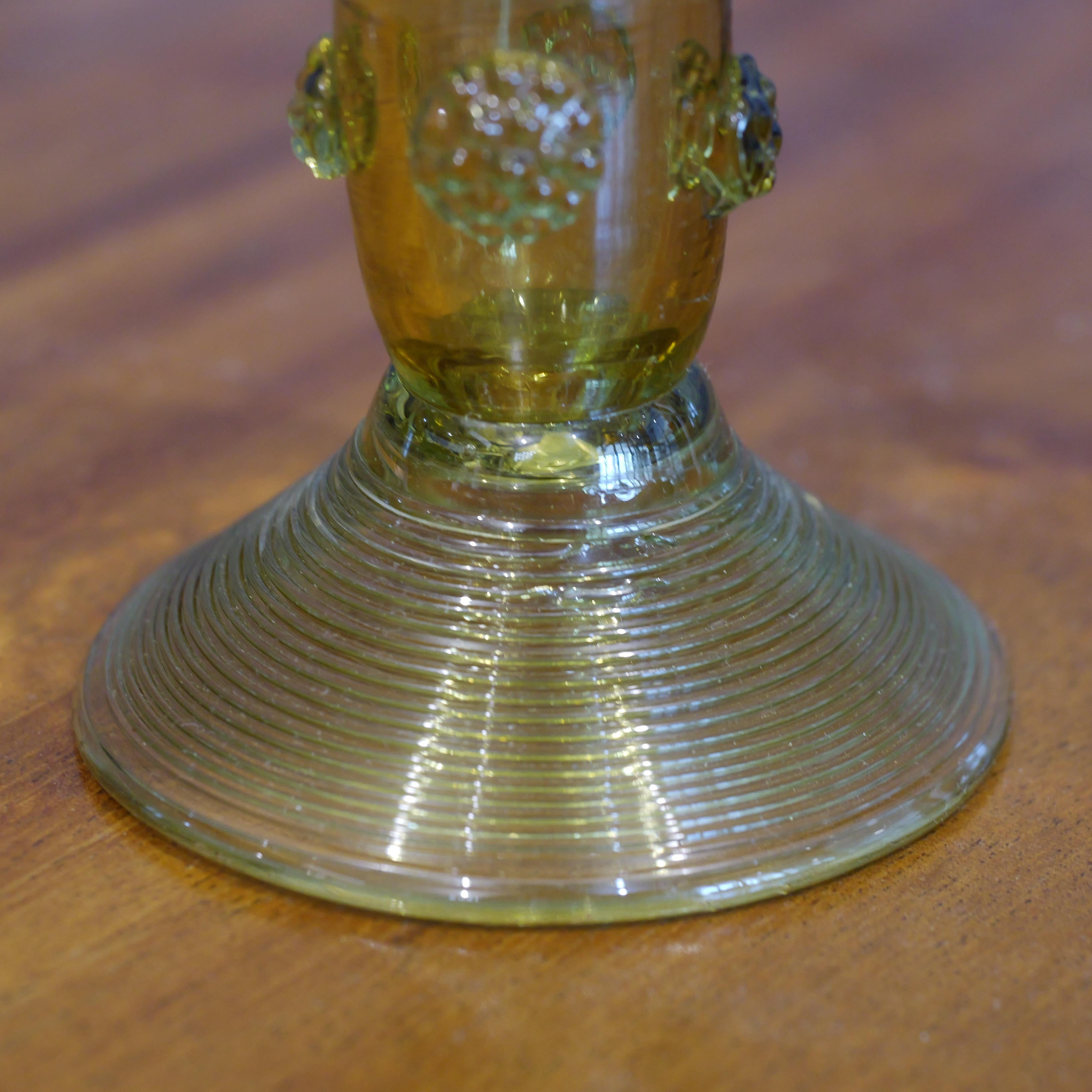 18th Century Antique Amber Wine Roemer Glass In Good Condition For Sale In Chonburi, TH