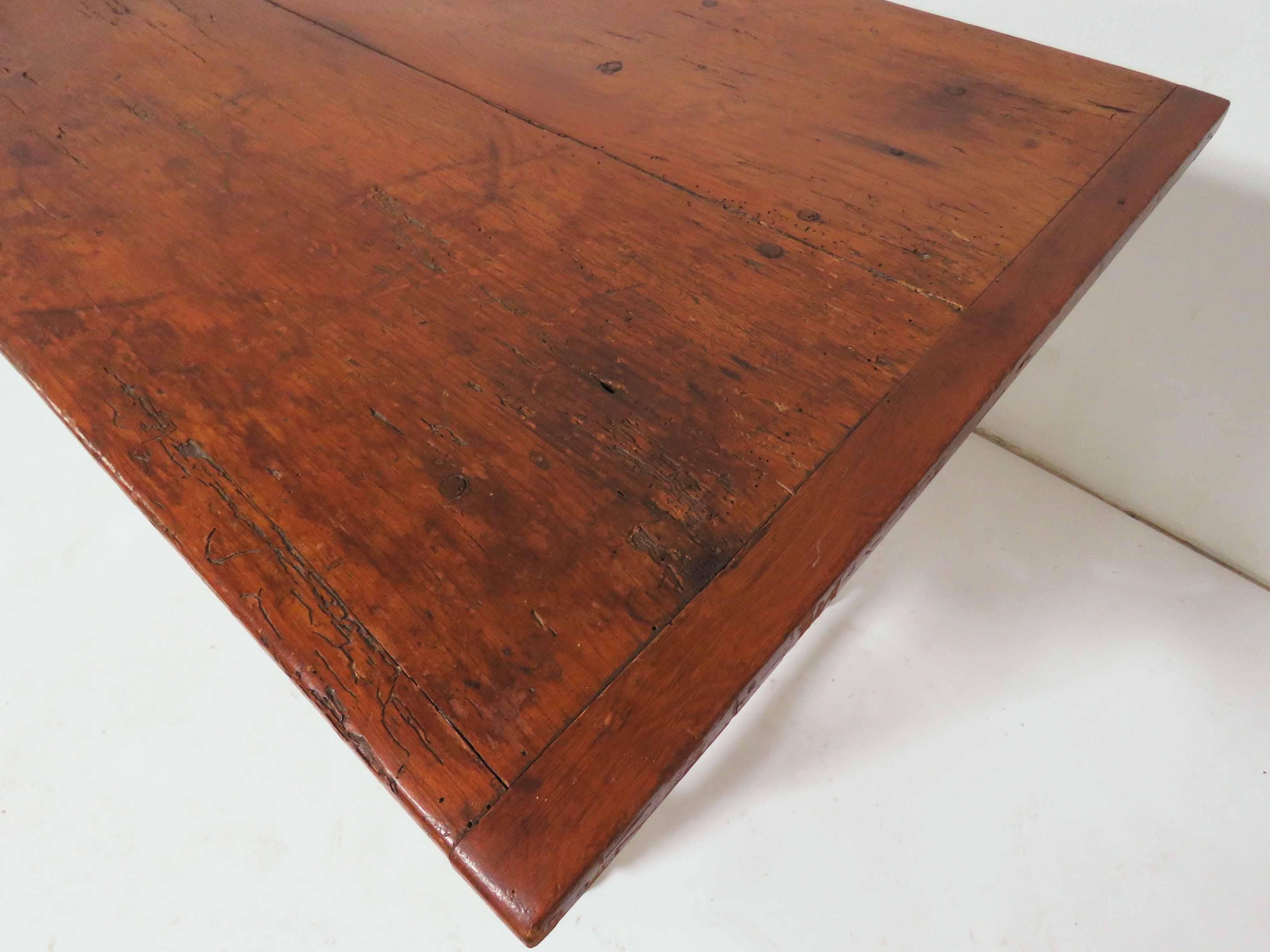 Pine 18th Century Antique American Tavern Table with Breadboard Top