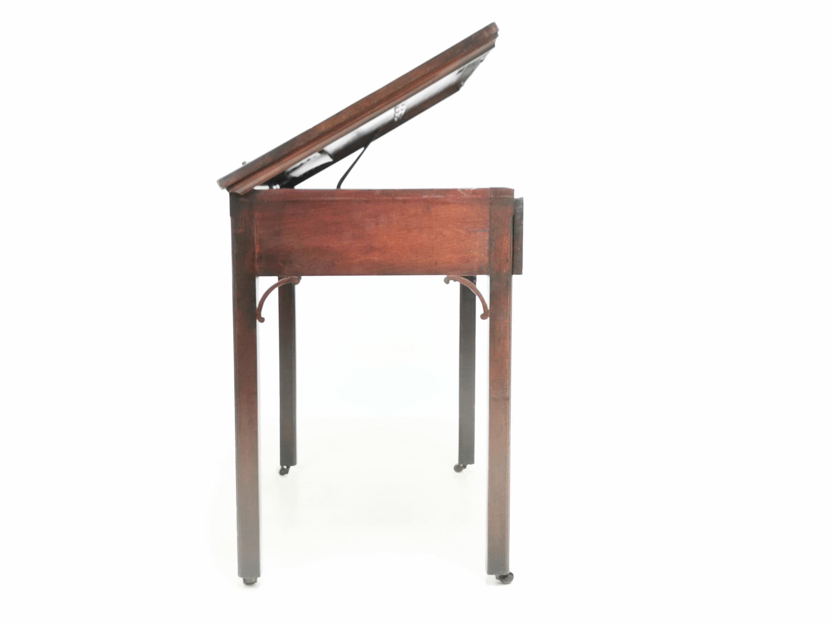 18th Century and Earlier 18th Century Antique Architects Tilt Top Desk