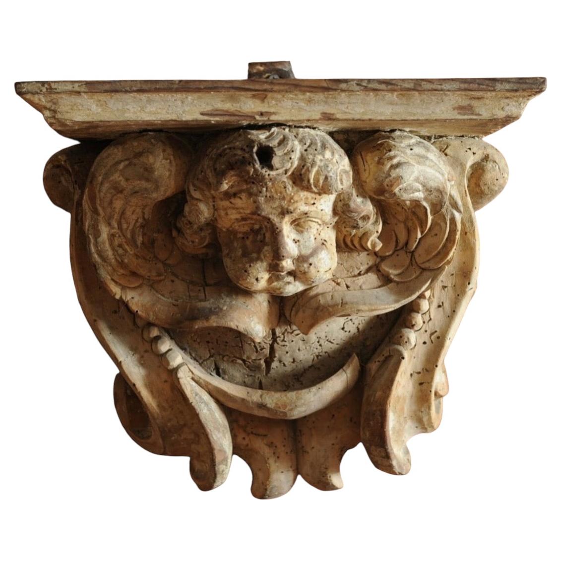 18th Century Antique Baroque Continental Putti Wall Bracket