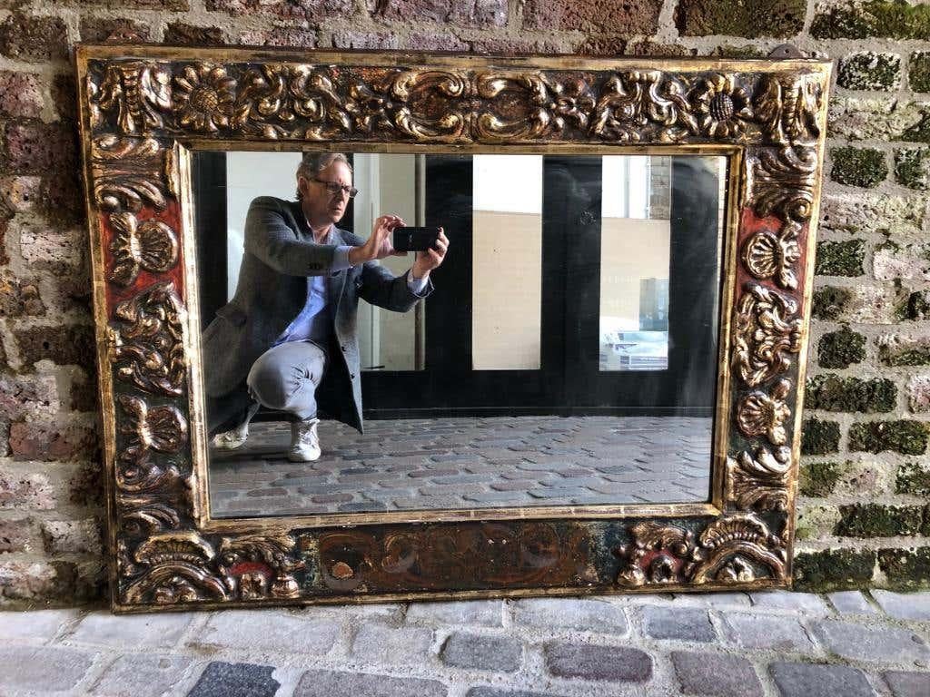18th Century Antique Baroque Style Giltwood Mirror For Sale 3