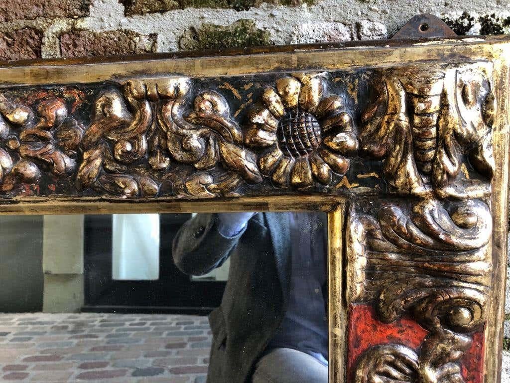 18th Century Antique Baroque Style Giltwood Mirror For Sale 2