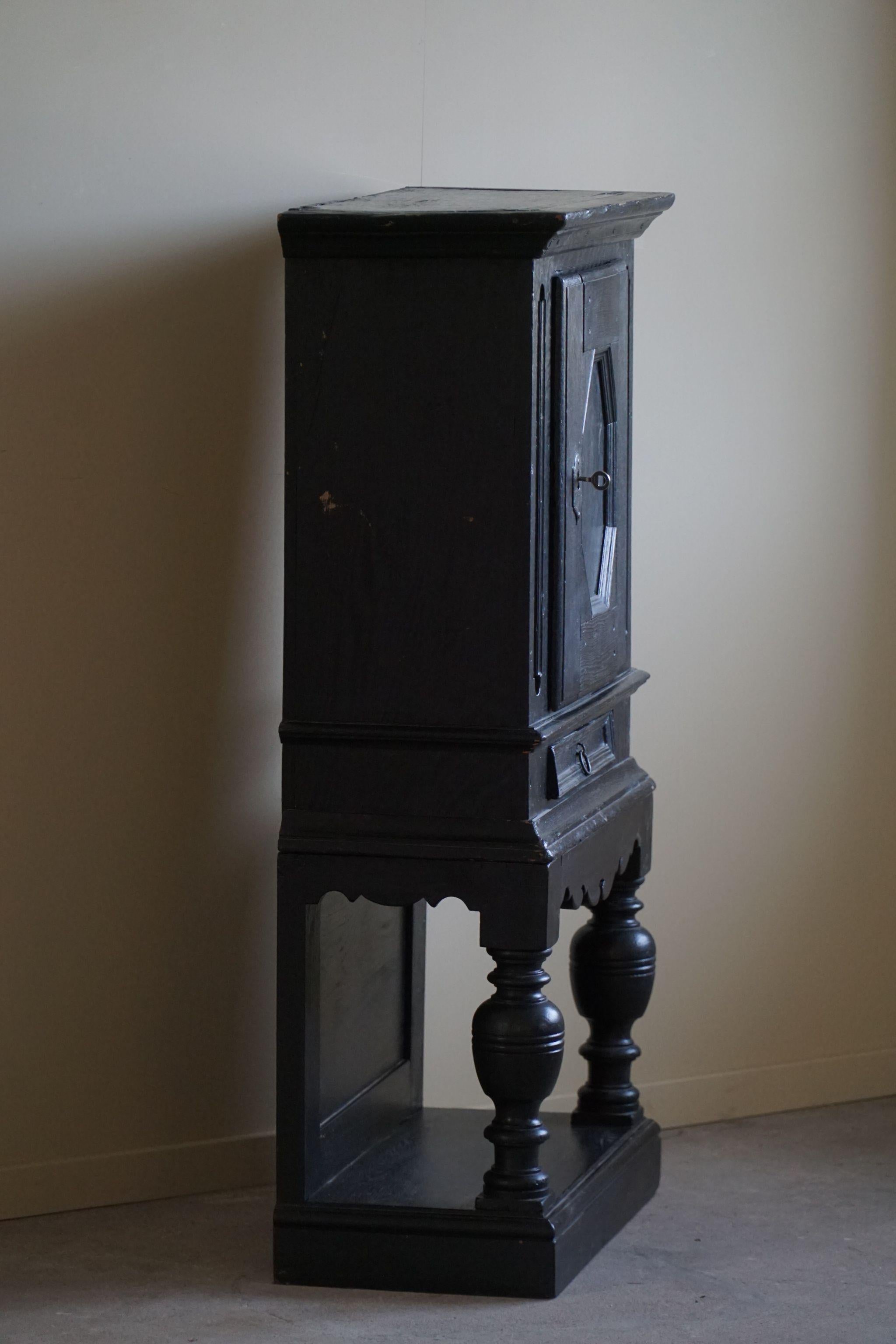 18th Century, Antique Black Painted Cabinet by a Danish Cabinetmaker, Baroque For Sale 6