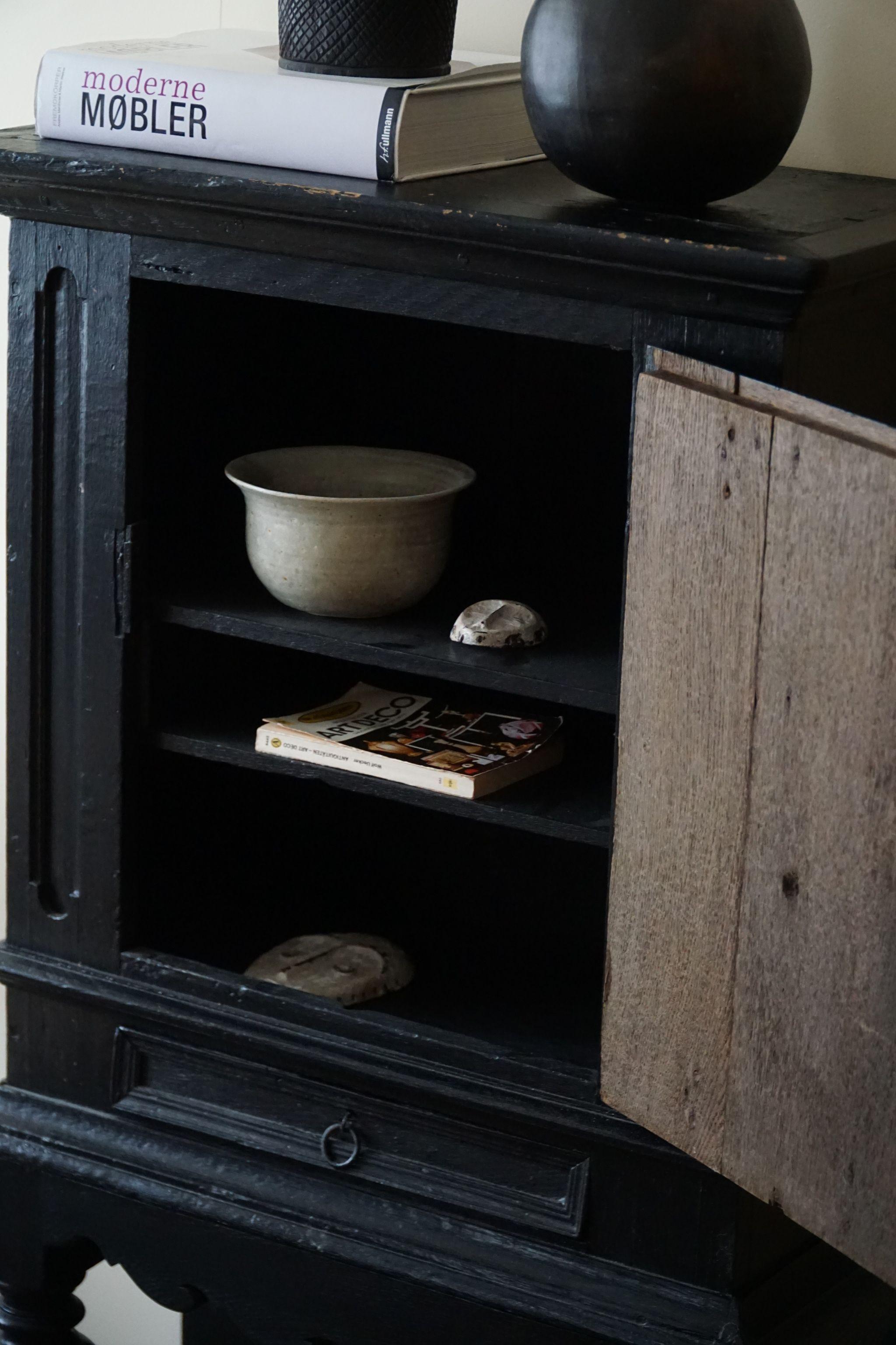 18th Century, Antique Black Painted Cabinet by a Danish Cabinetmaker, Baroque For Sale 2