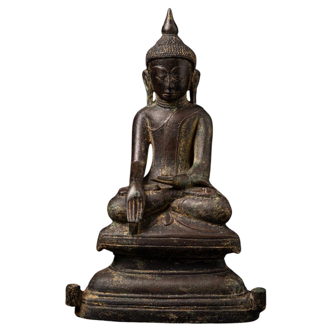 Antike burmesische Shan-Buddha-Statue aus Bronze aus Burma aus dem 18. Jahrhundert