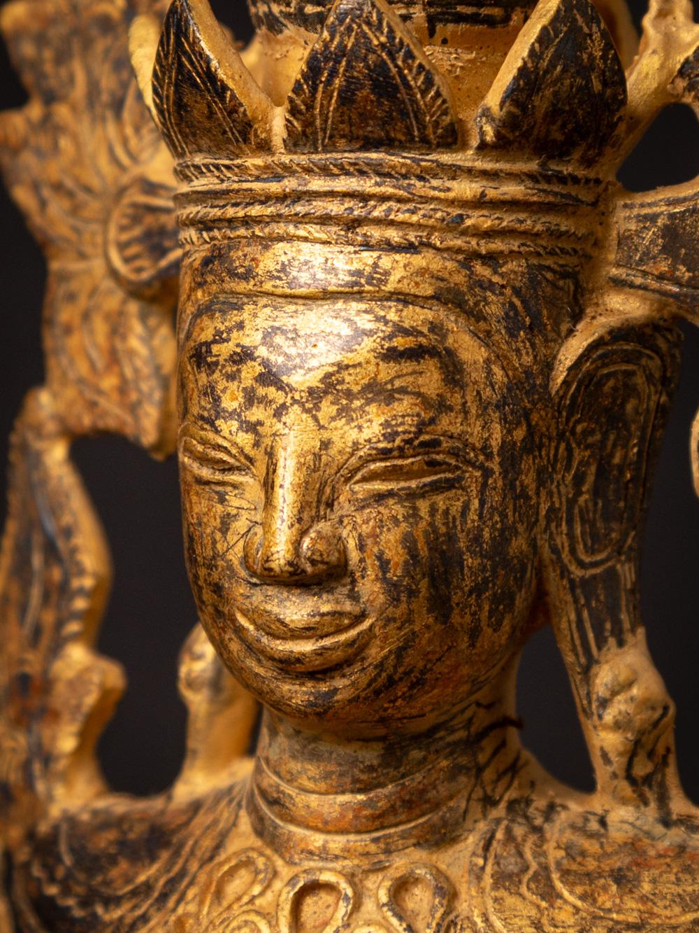 Antike bronzefarbene gekrönte Buddha-Statue aus Birma aus dem 18. Jahrhundert im Angebot 5
