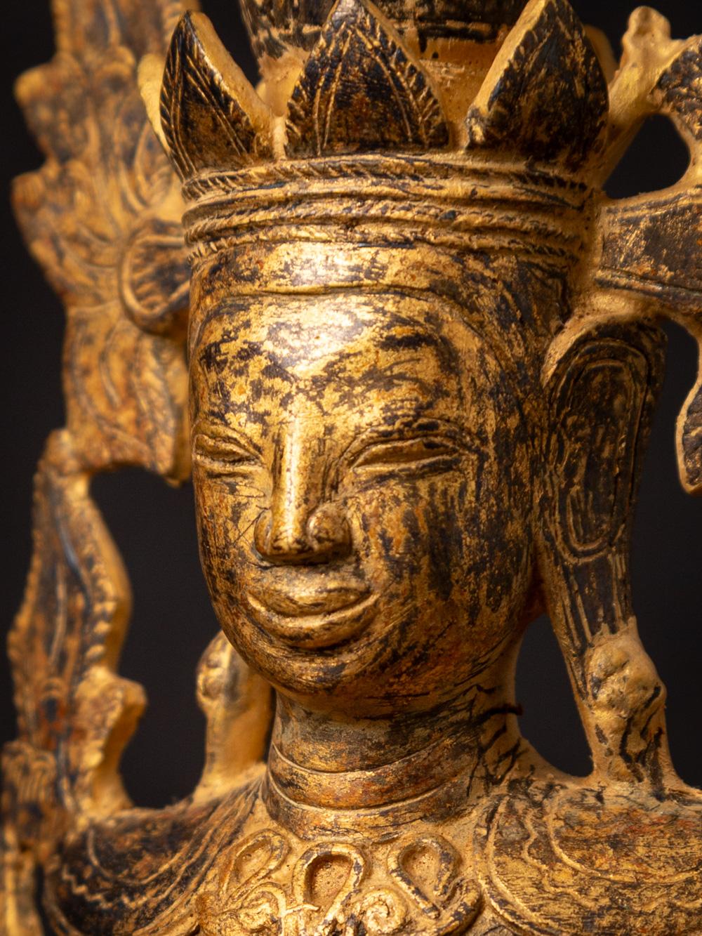 Antike bronzefarbene gekrönte Buddha-Statue aus Birma aus dem 18. Jahrhundert im Angebot 6