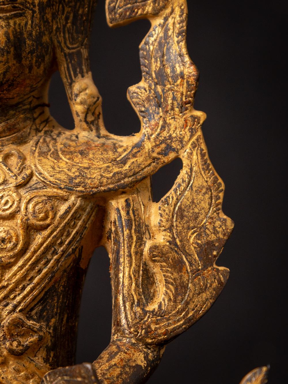 Antike bronzefarbene gekrönte Buddha-Statue aus Birma aus dem 18. Jahrhundert im Angebot 7