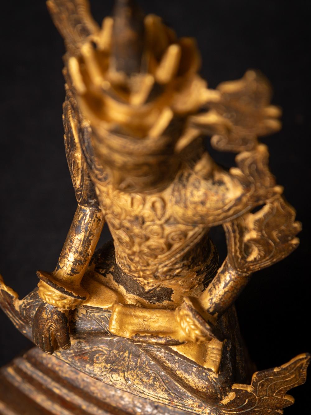 Antike bronzefarbene gekrönte Buddha-Statue aus Birma aus dem 18. Jahrhundert im Angebot 13