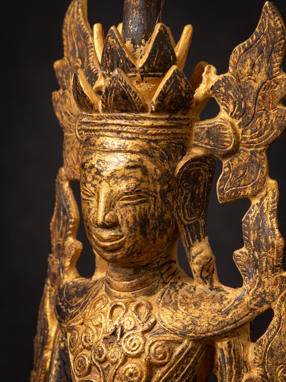 Antike bronzefarbene gekrönte Buddha-Statue aus Birma aus dem 18. Jahrhundert im Angebot 2
