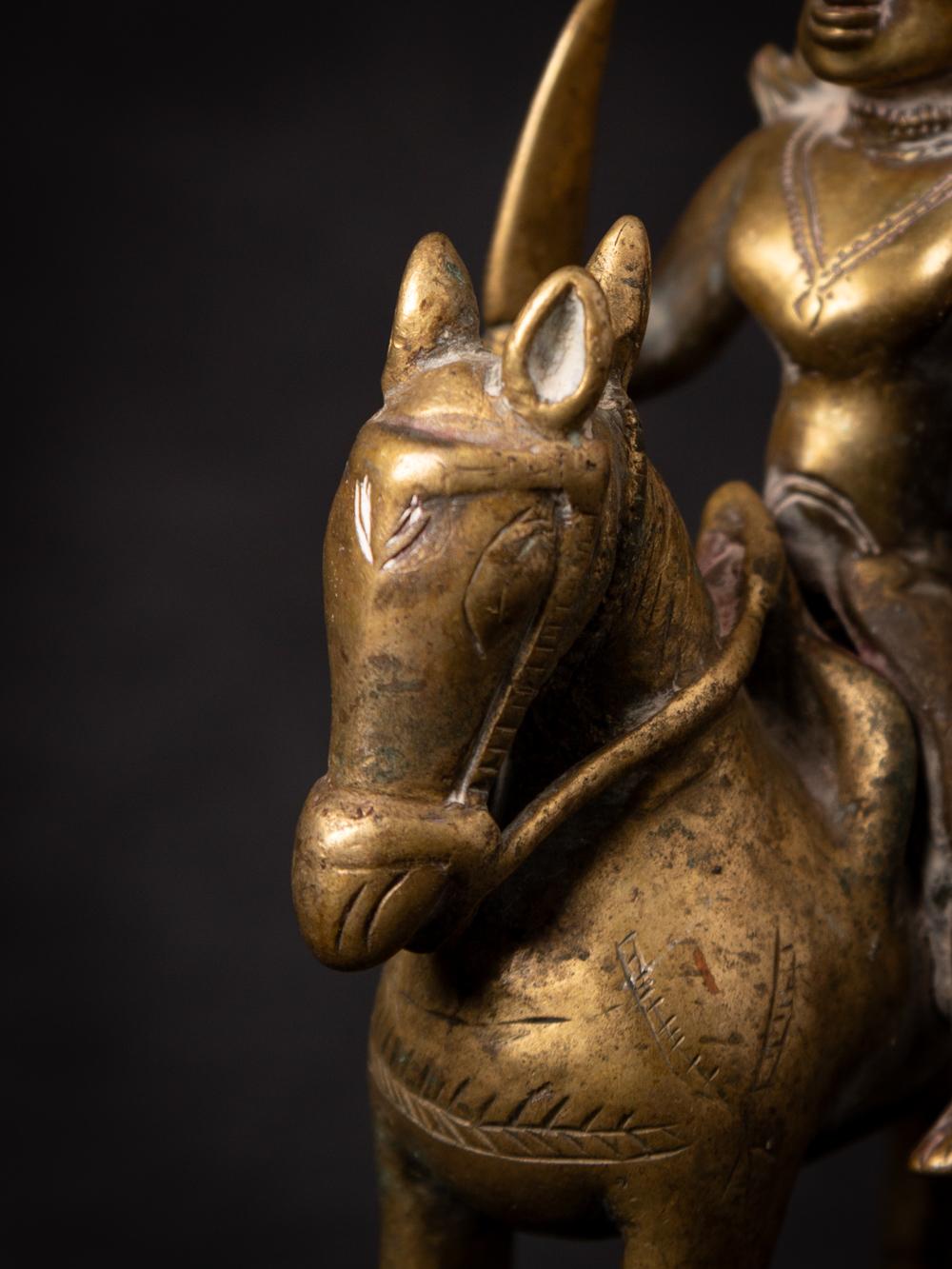18th century Antique bronze horse with rider from India from India For Sale 9