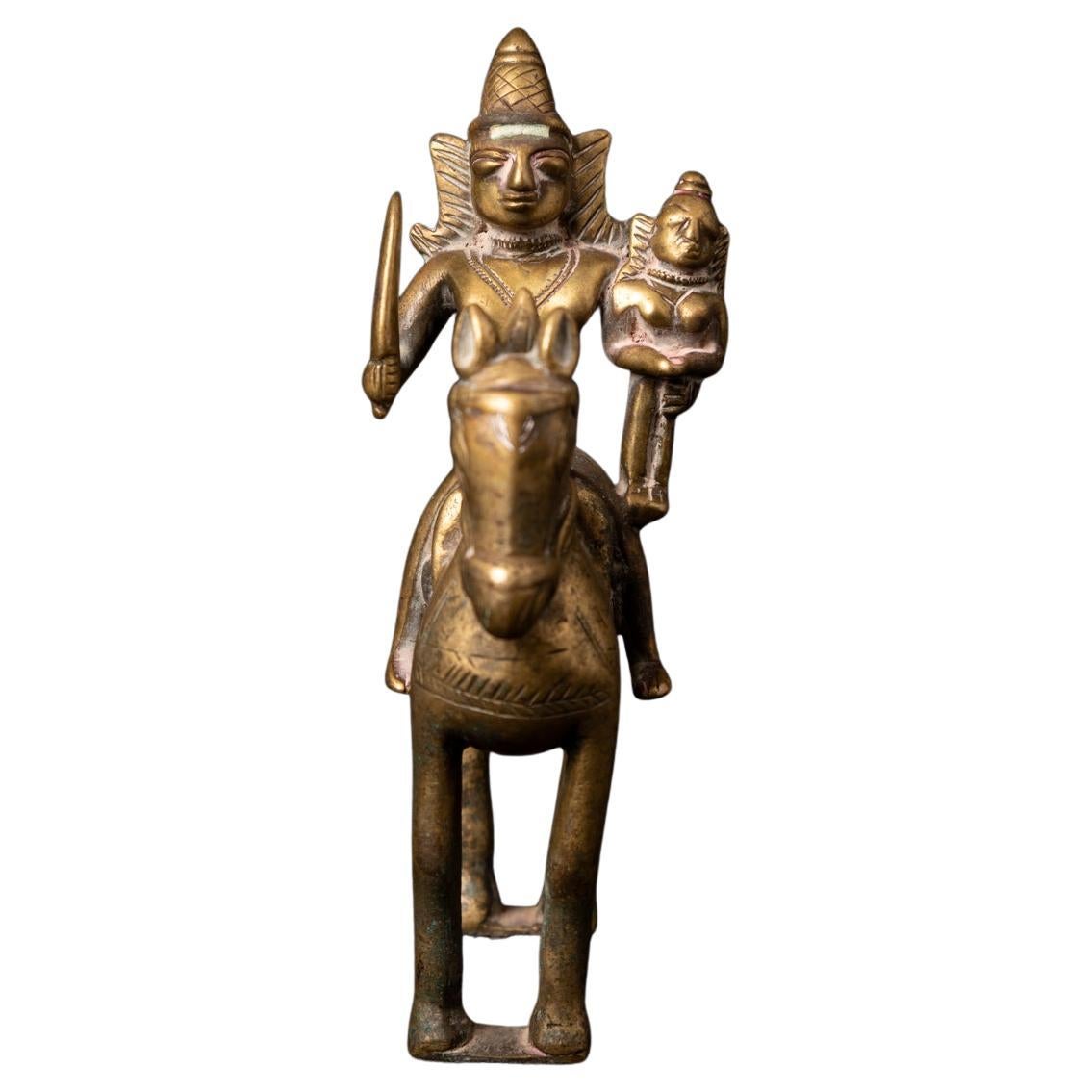18th century Antique bronze horse with rider from India from India