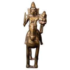 18th century Antique bronze horse with rider from India from India