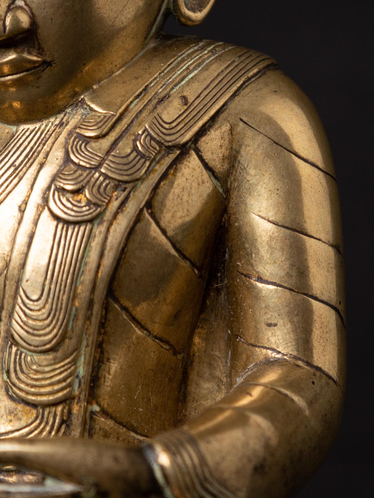 Antike Lotus-Buddha-Statue aus Bronze aus Burma aus dem 18. Jahrhundert im Angebot 7