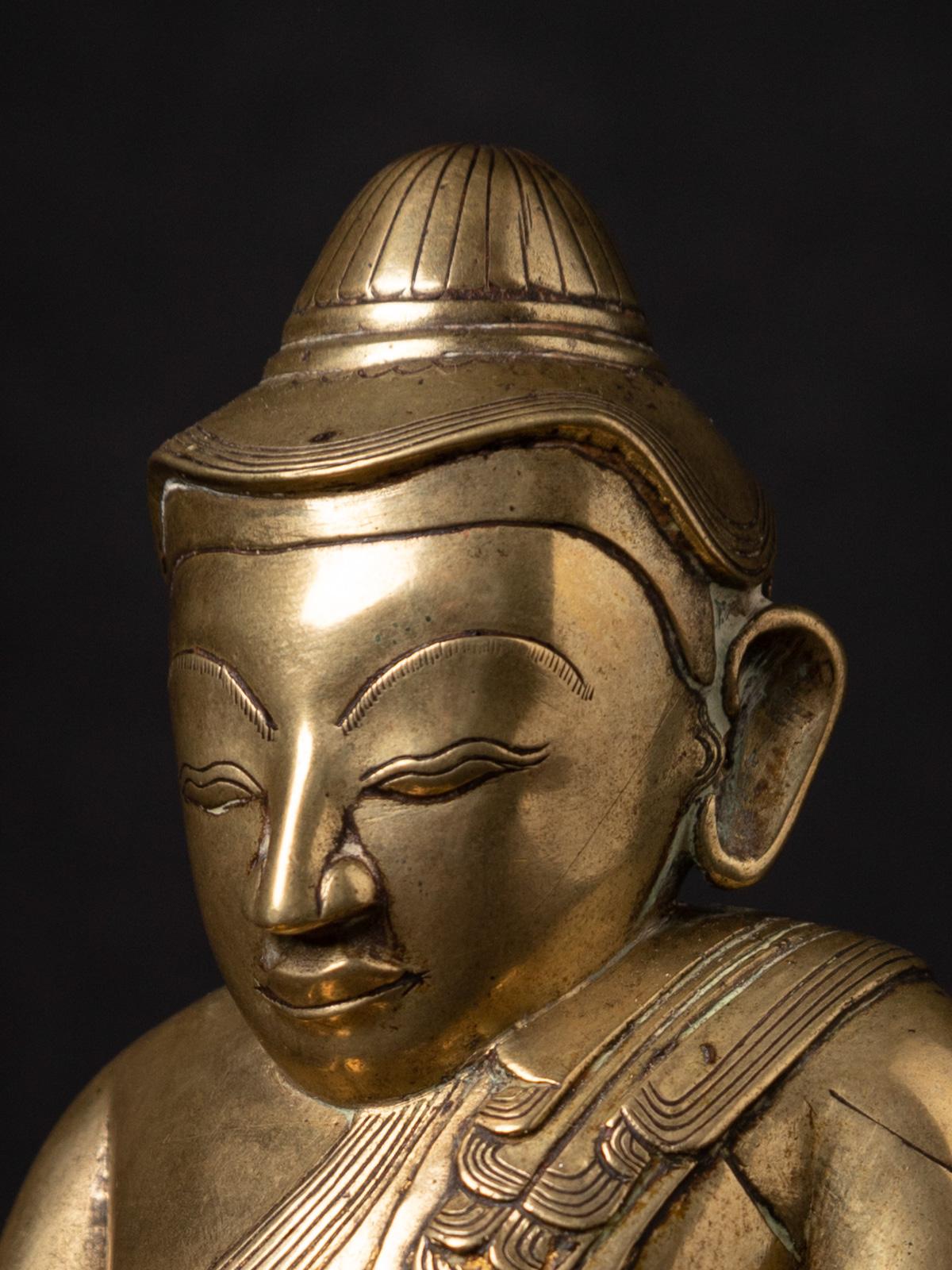 Antike Lotus-Buddha-Statue aus Bronze aus Burma aus dem 18. Jahrhundert im Angebot 3