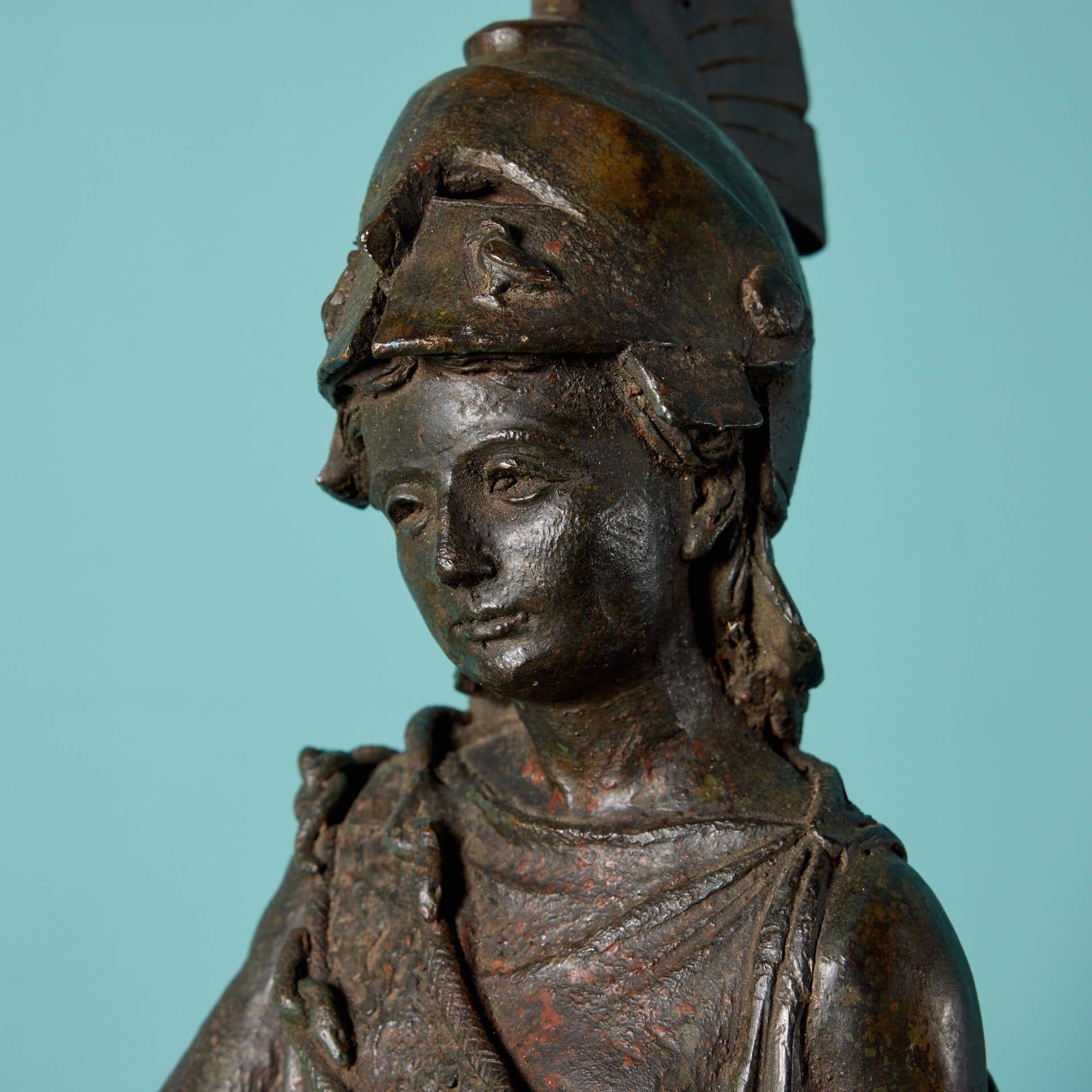 Neoclassical 18th Century Antique Bronze Statue of Athena For Sale