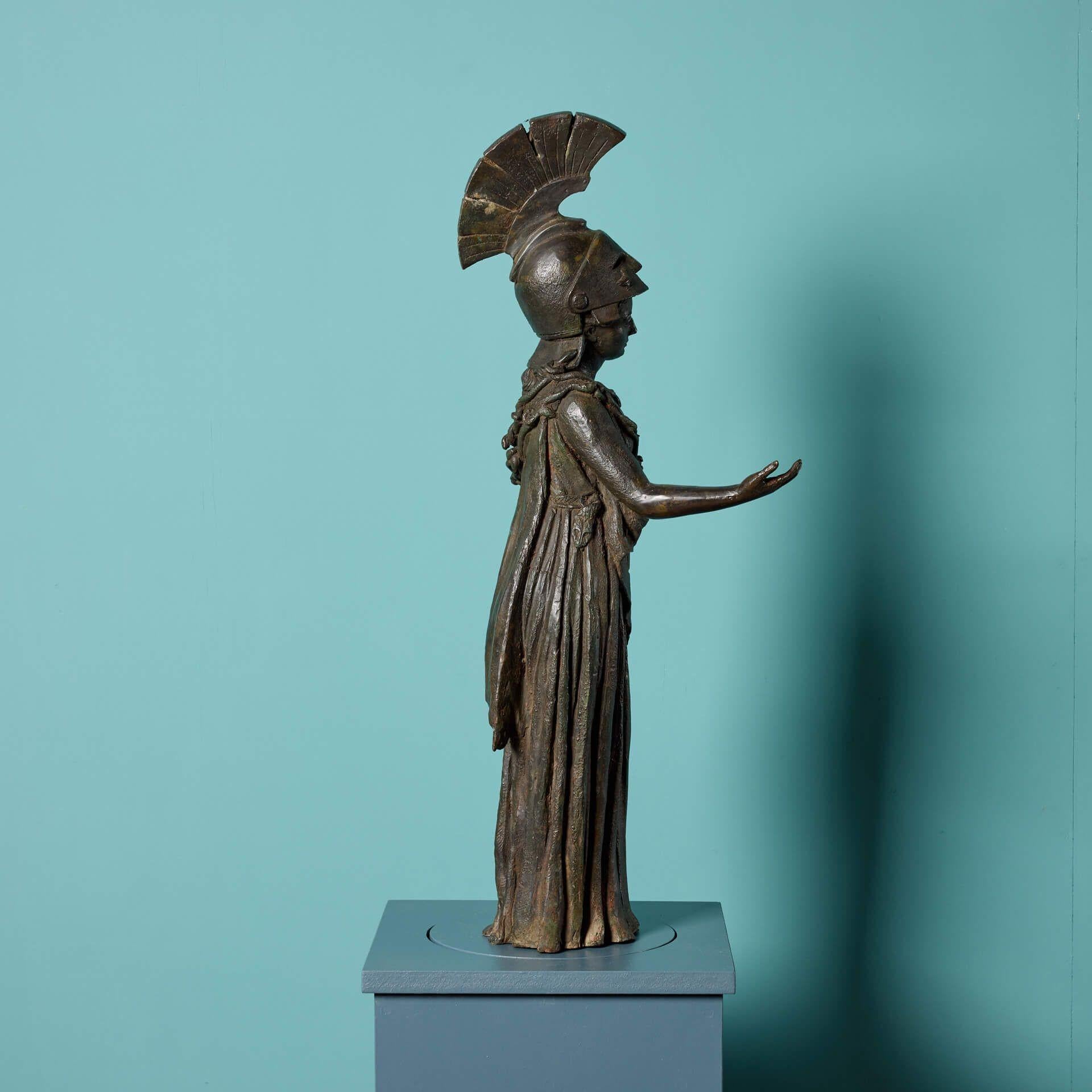 Statue d'Athéna en bronze antique du XVIIIe siècle 1