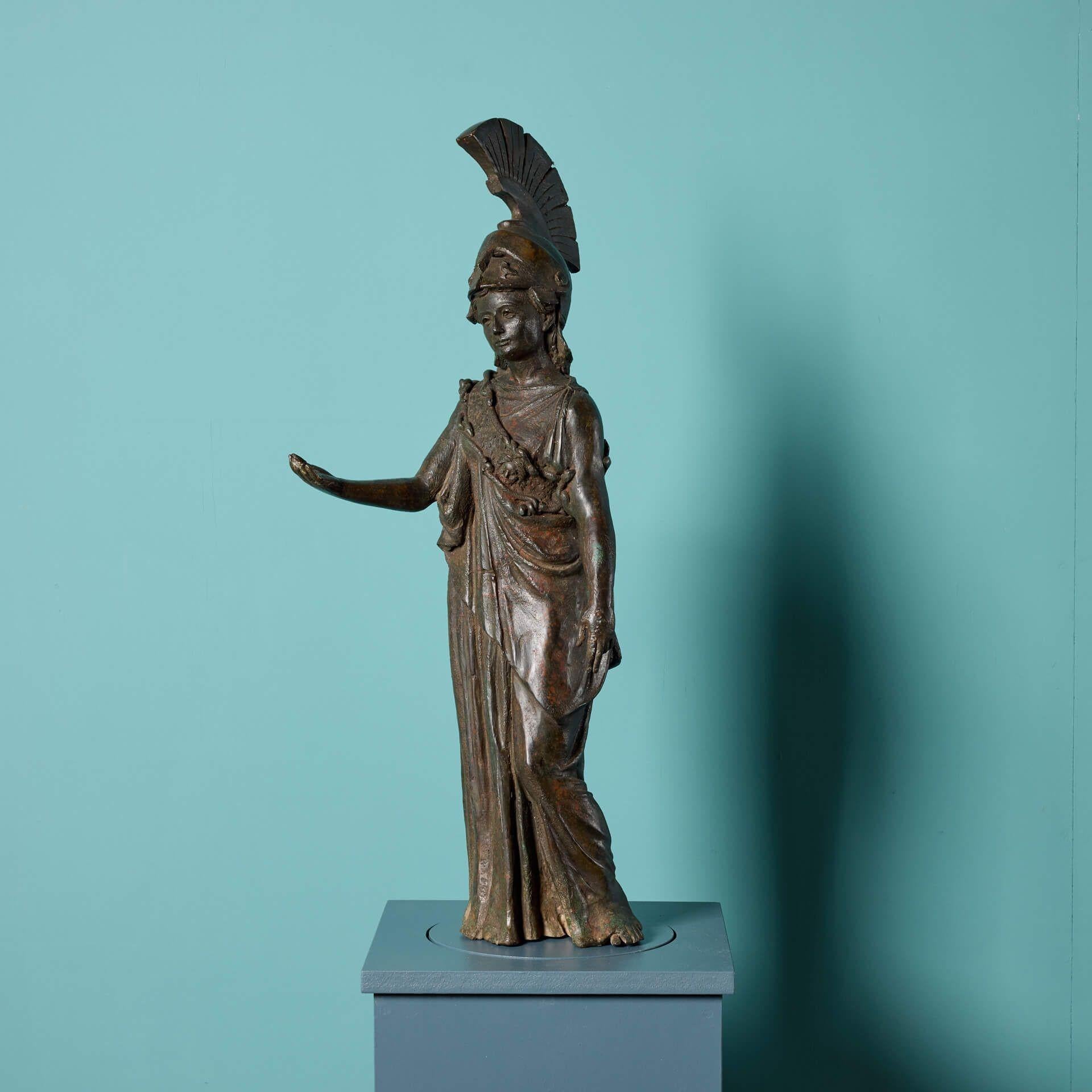 Statue d'Athéna en bronze antique du XVIIIe siècle 2