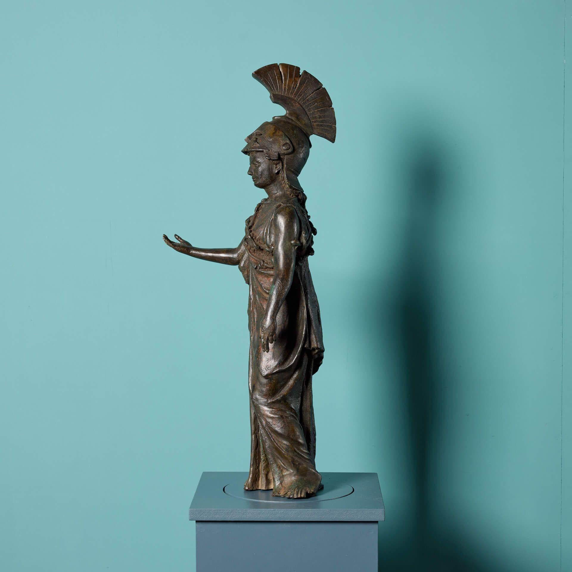 Statue d'Athéna en bronze antique du XVIIIe siècle 3