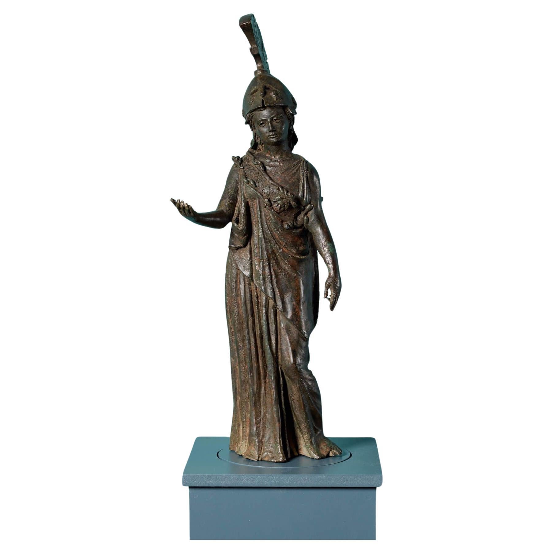 18th Century Antique Bronze Statue of Athena For Sale