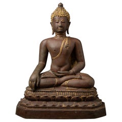 18th century Antique bronze Thai Chiang Saen Buddha from Thailand