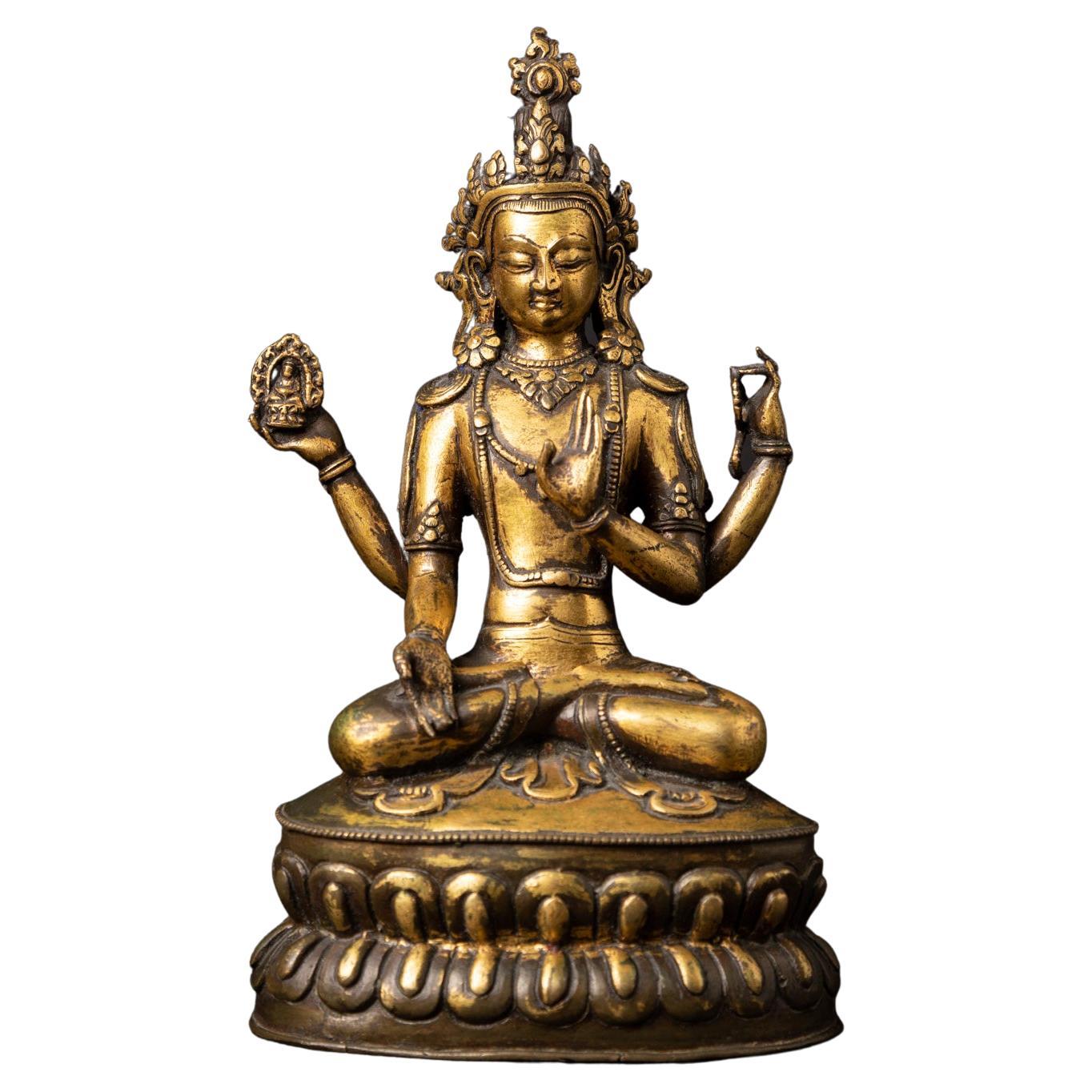 18th century antique bronze Tibetan Avalokiteshvara statue - OriginalBuddhas