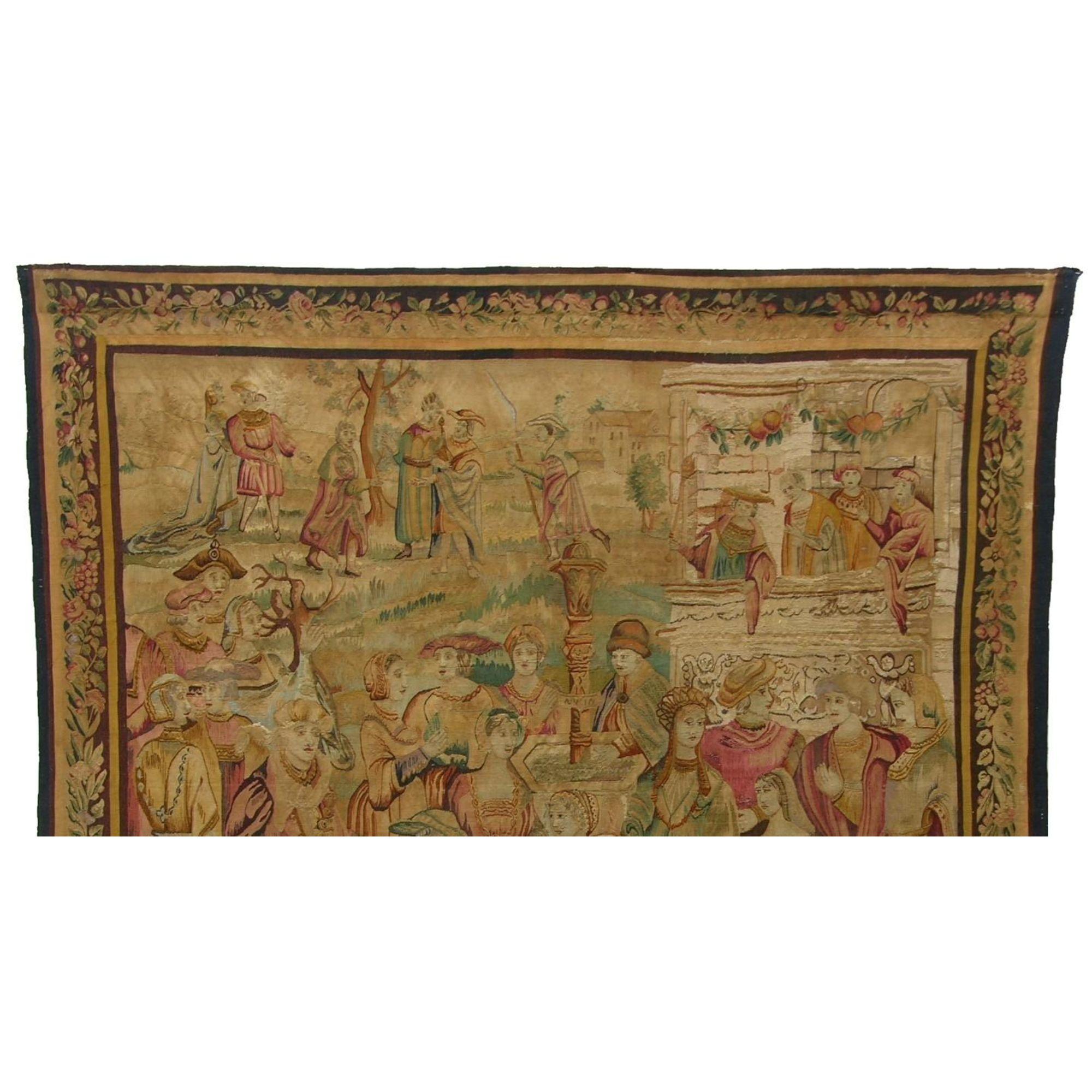 Other 18th Century Antique Brussels Tapestry 8' X 7'7