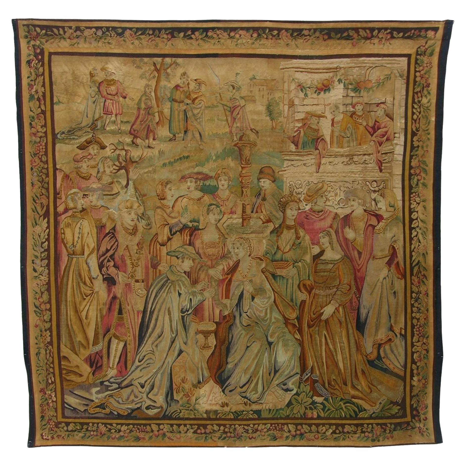 18th Century Antique Brussels Tapestry 8' X 7'7"