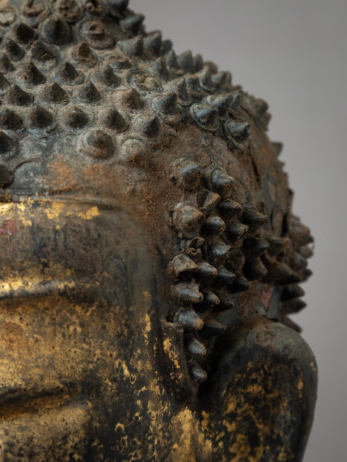 18th century antique Burmese Buddha head in Shan (Tai Yai) style For Sale 6