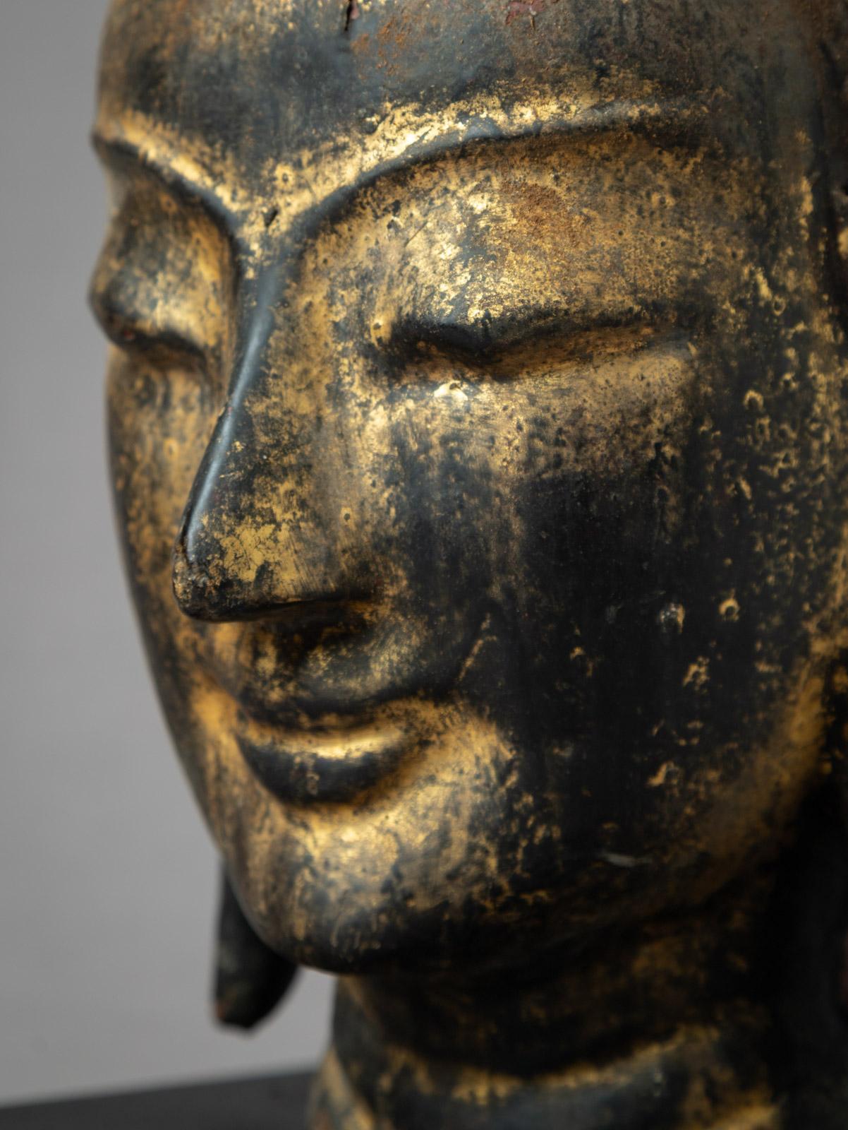 18th century antique Burmese Buddha head in Shan (Tai Yai) style For Sale 8