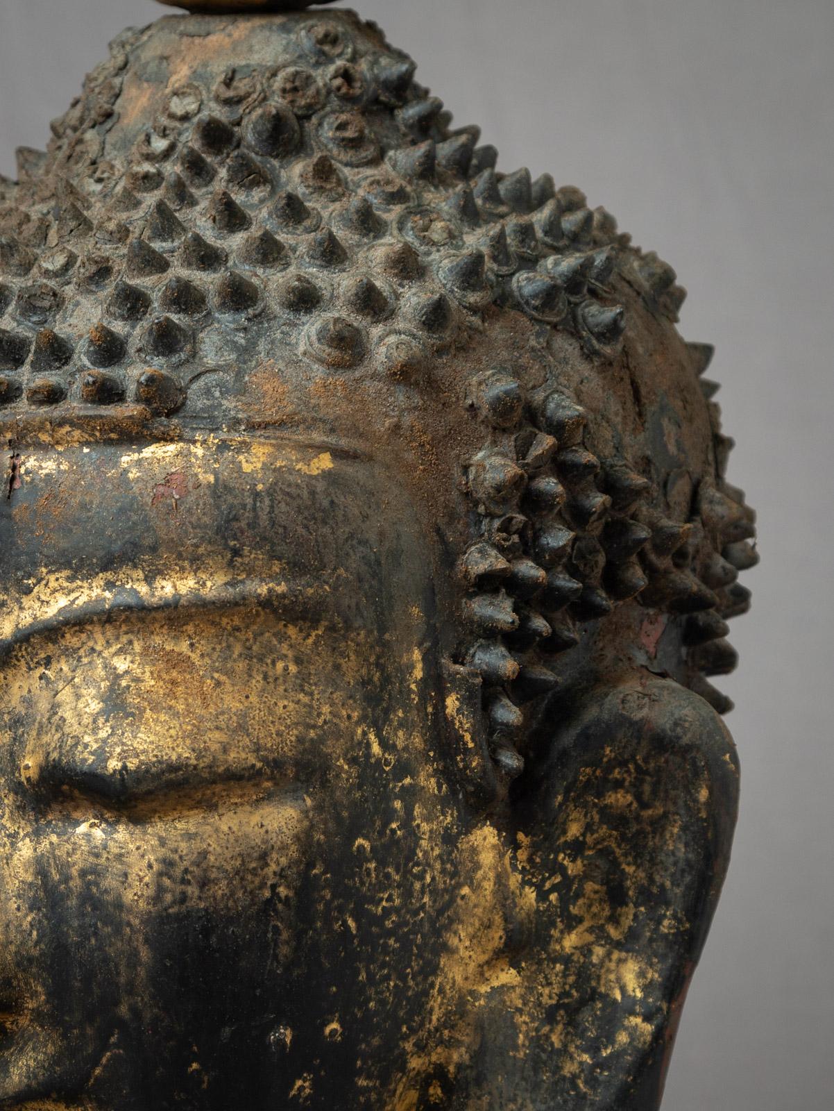 18th Century and Earlier 18th century antique Burmese Buddha head in Shan (Tai Yai) style For Sale