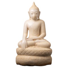 18th century Antique Burmese marble Buddha statue in Bhumisparsha Mudra