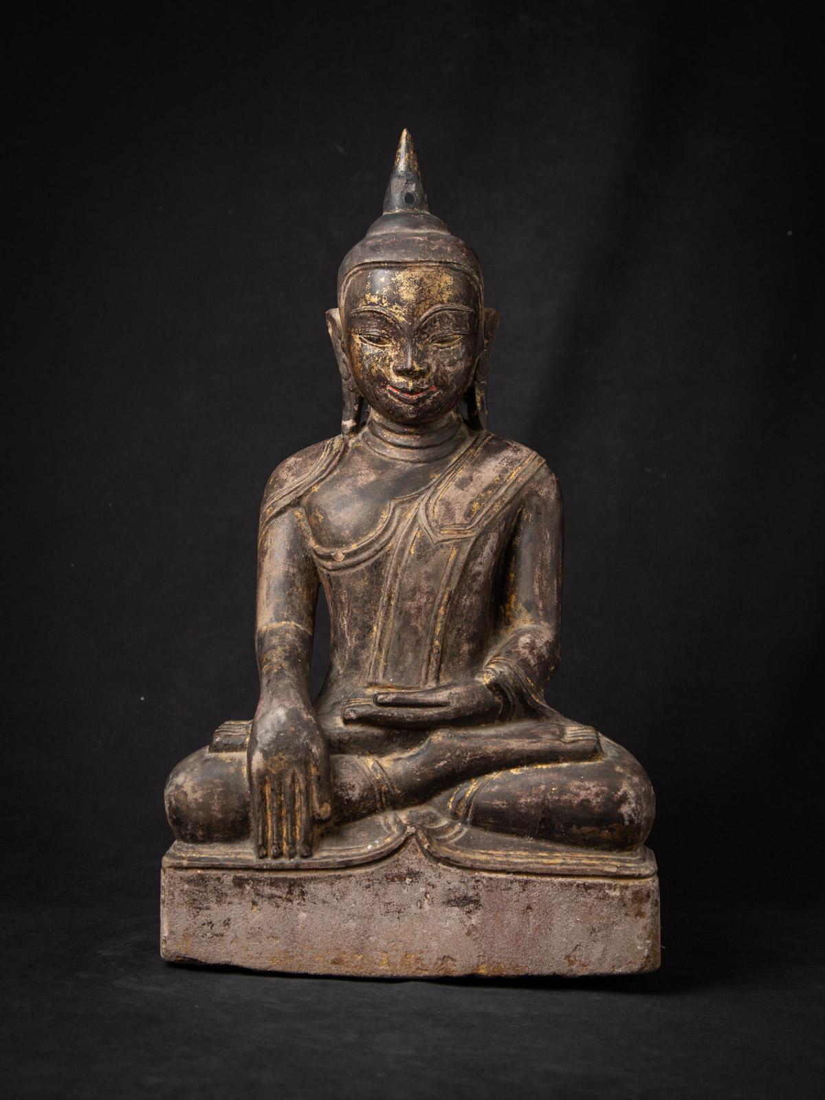 Unearth the spiritual grandeur of this Antique Burmese sandstone Buddha statue, an 18th-century masterpiece from Burma (Myanmar) that embodies the sacred artistry and cultural legacy of the Shan (Tai Yai) people. Standing 55.5 cm high with a 31.5 cm