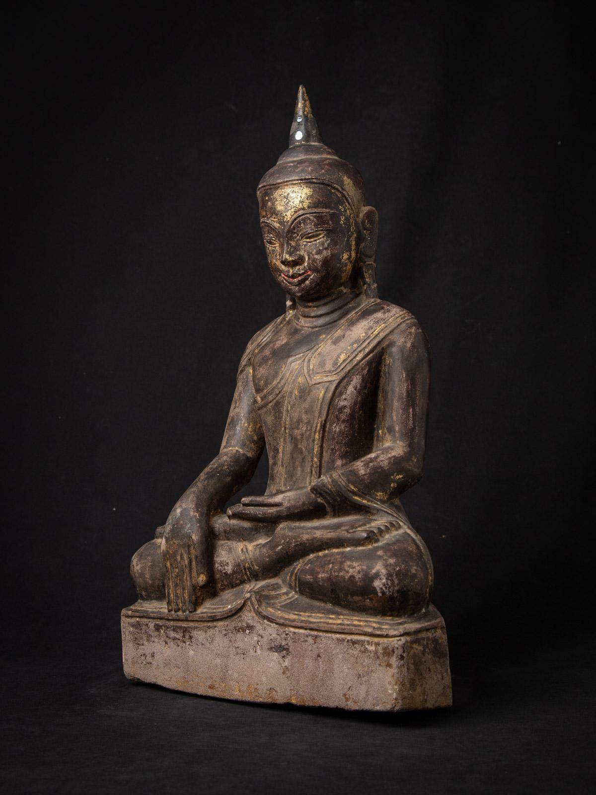 Sandstone 18th century Antique Burmese sandstone Buddha statue from Burma For Sale