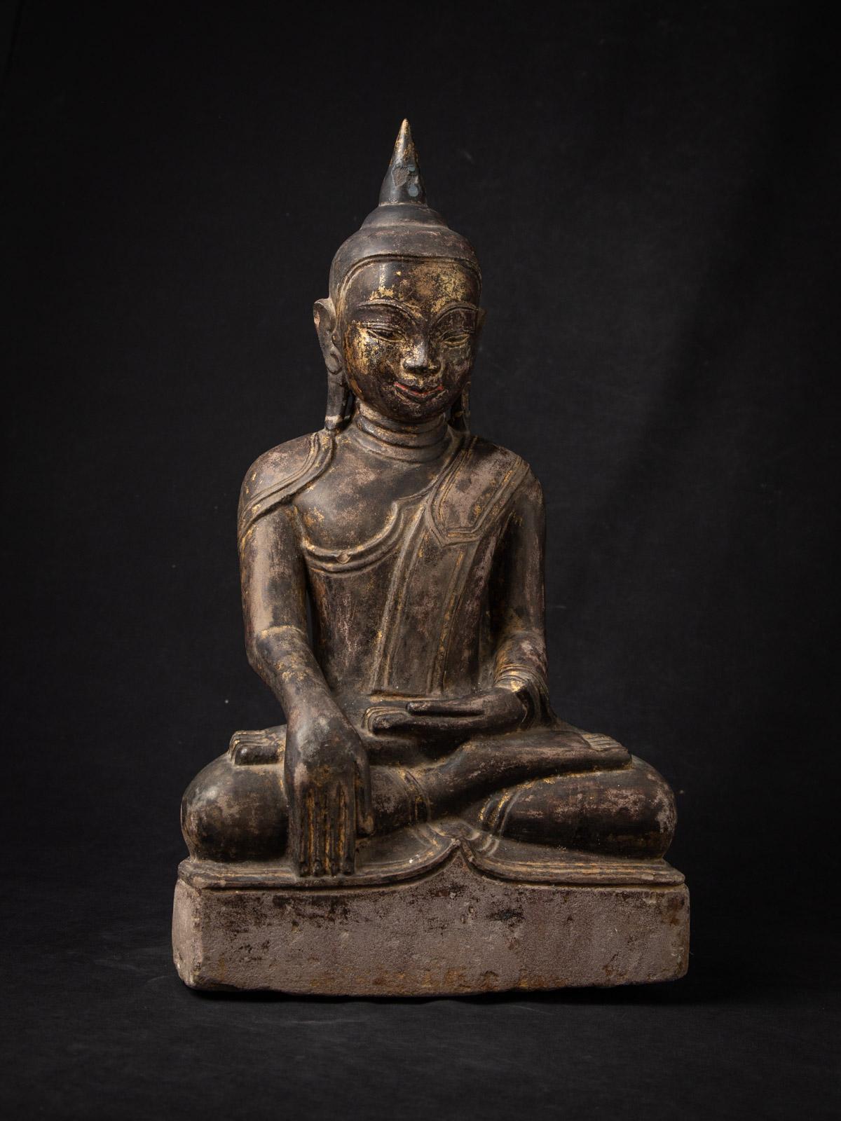 18th century Antique Burmese sandstone Buddha statue from Burma For Sale 2