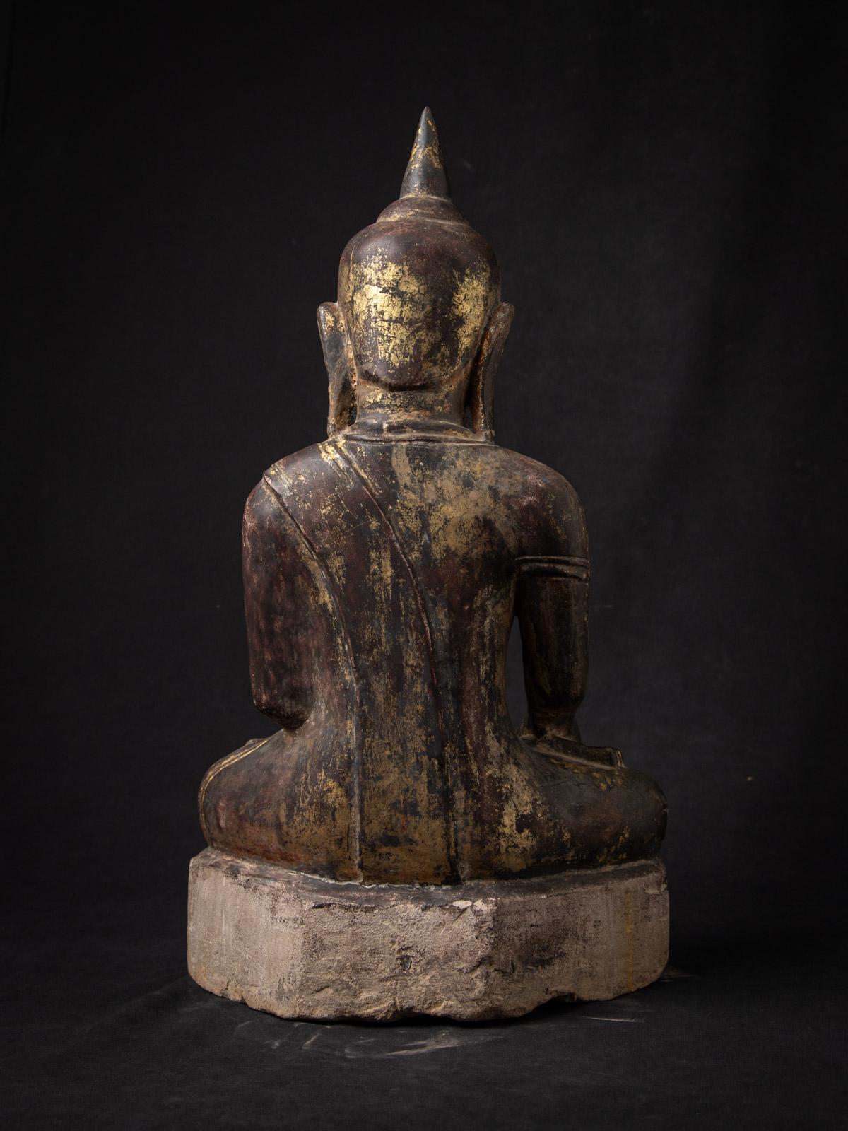 18th century Antique Burmese sandstone Buddha statue from Burma For Sale 4