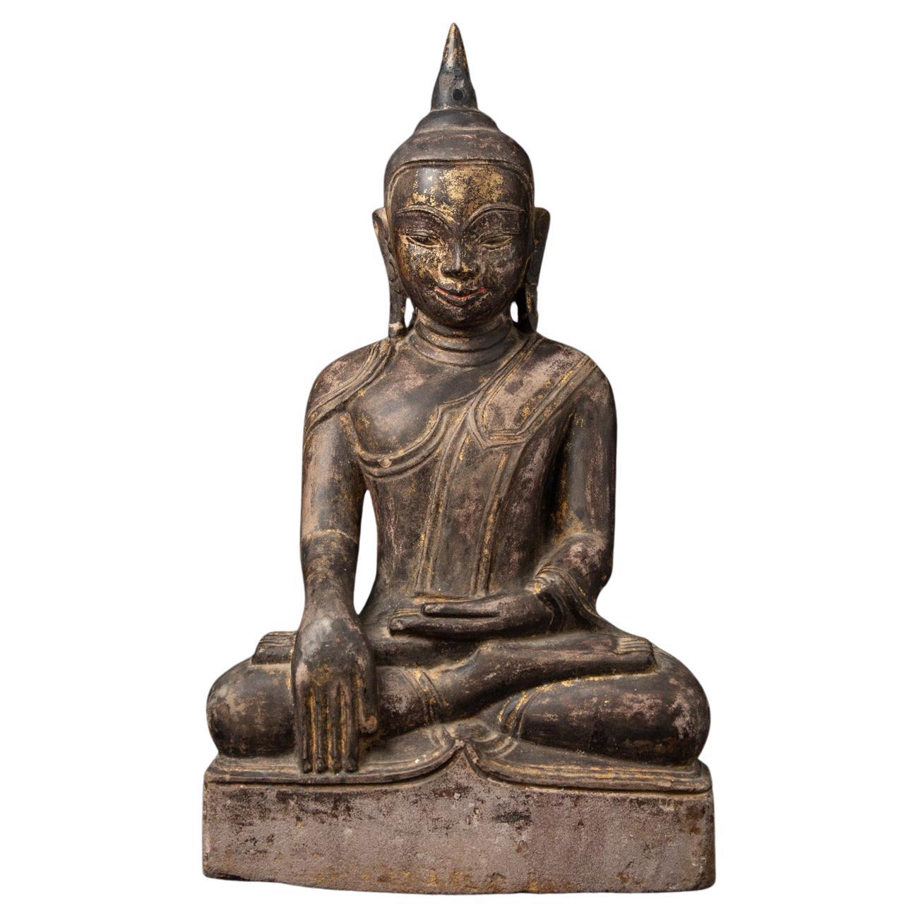 18th century Antique Burmese sandstone Buddha statue from Burma